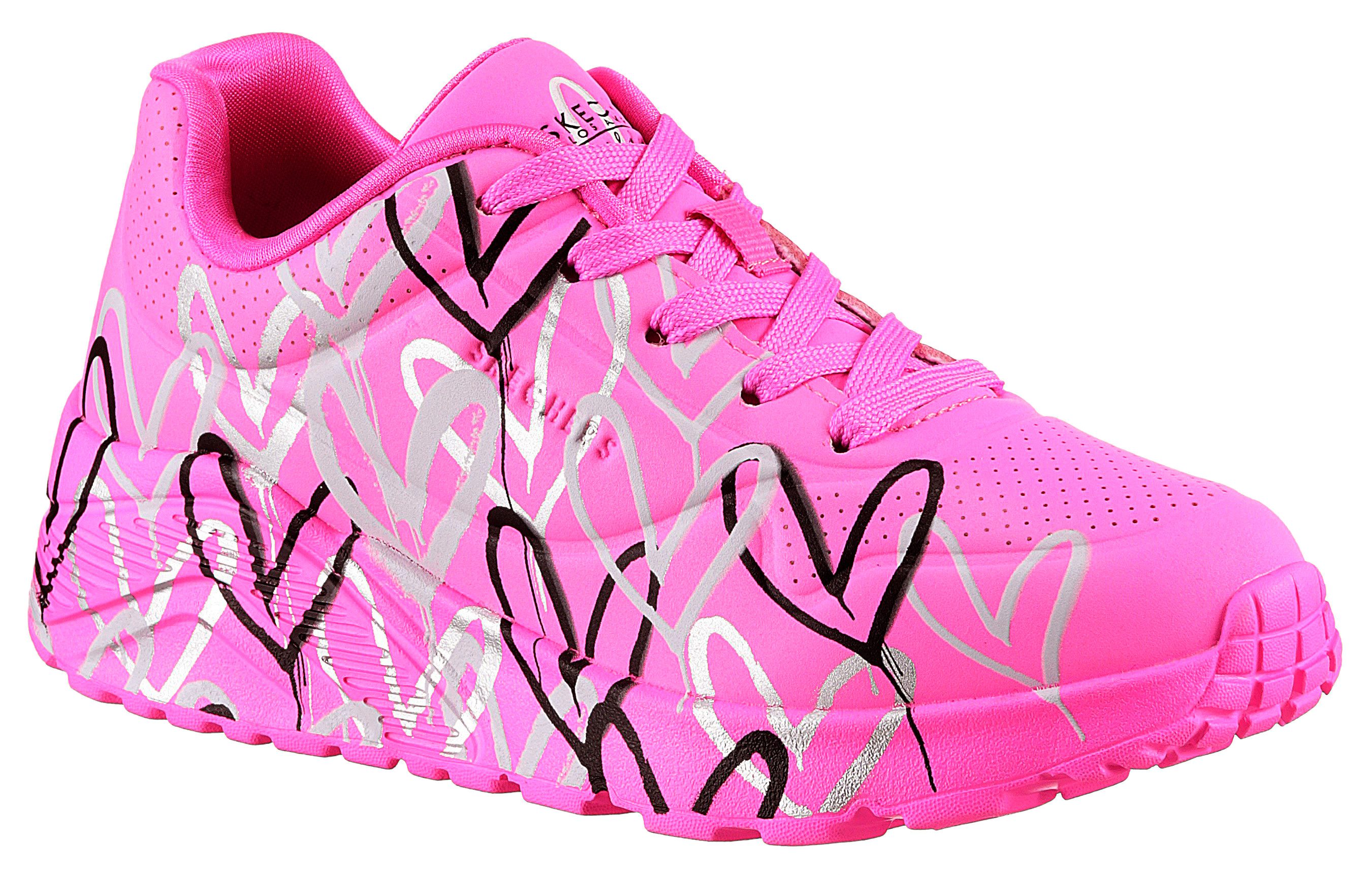 Skechers UNO LITE-METALLIC LOVE Sneaker, Keil,-Schnürschuh, Skech-Air Funktion, Größenschablone zum Download