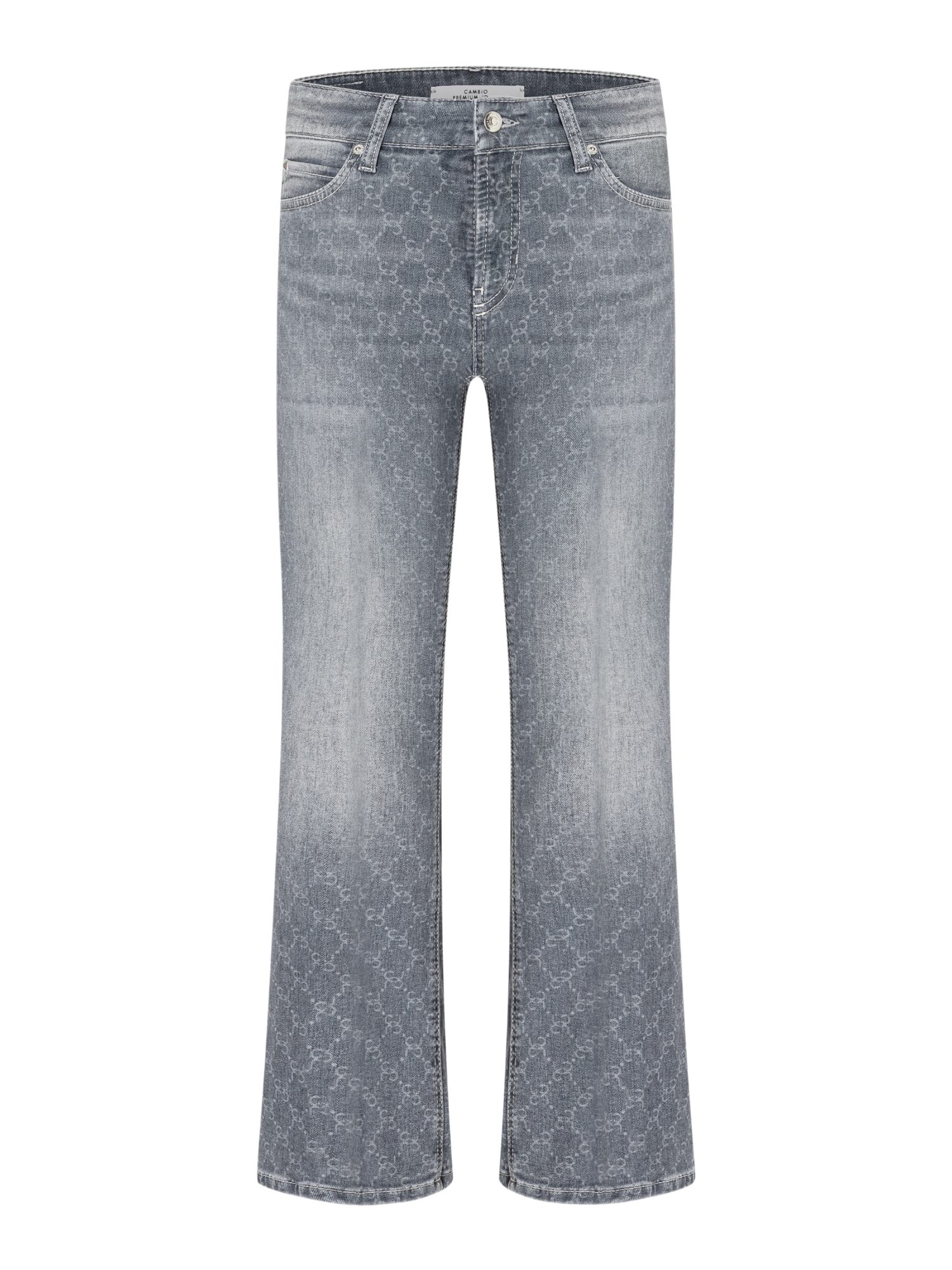 Cambio Stretch-Hose blau, Casual, Baumwolle, Allover-Print, Flared Fit, Mittel
