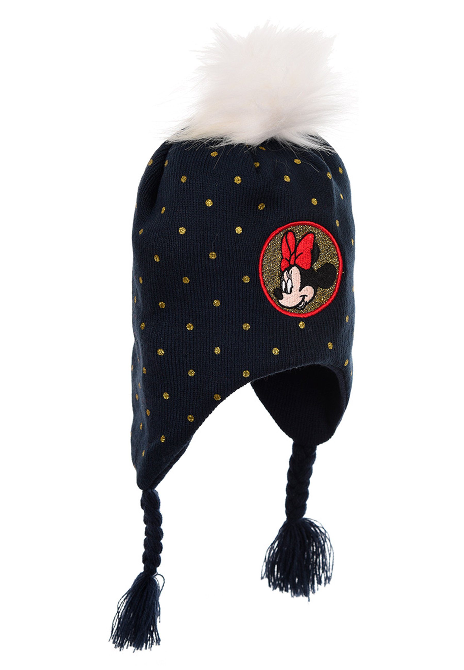 Disney Minnie Mouse Bommelmütze Mädchen Kinder Winter-Bommel-Mütze