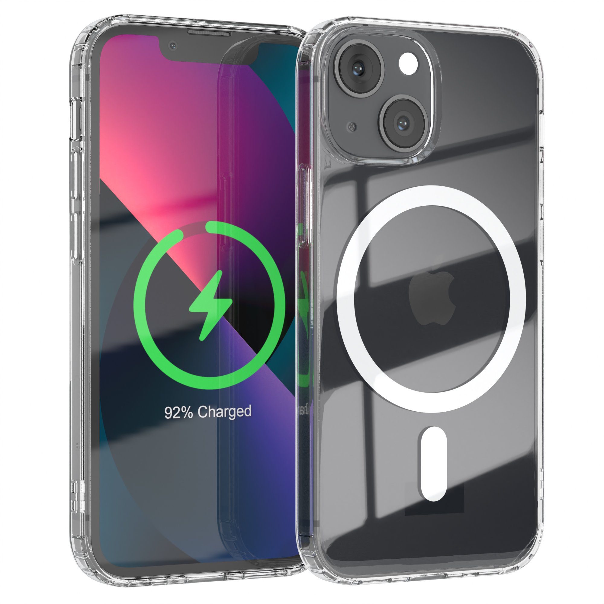 EAZY CASE Handyhülle Transparente Hülle mit MagSafe für iPhone 13 Mini 5,4 Zoll, Back Cover, Bumper Case, Handy Schutzhülle Kameraschutz, Durchsichtig