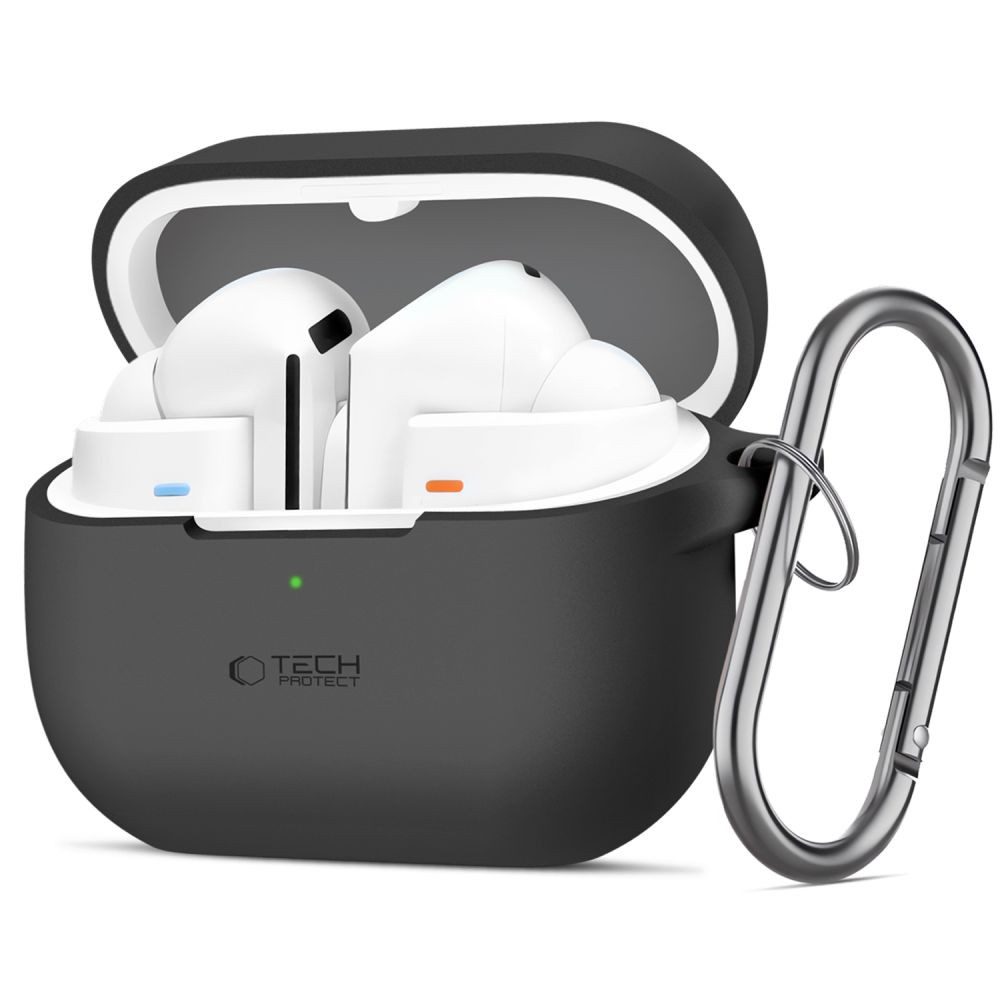 TECH PROTECT Silikon Schutzhülle Kopfhörertasche Karabinerhülle, fertig montiert, (Spar-Set, 1-tlg., 1,8 mm Wandstärke dünn), Karabiner, kratzfest, induktives Laden, ultraleicht