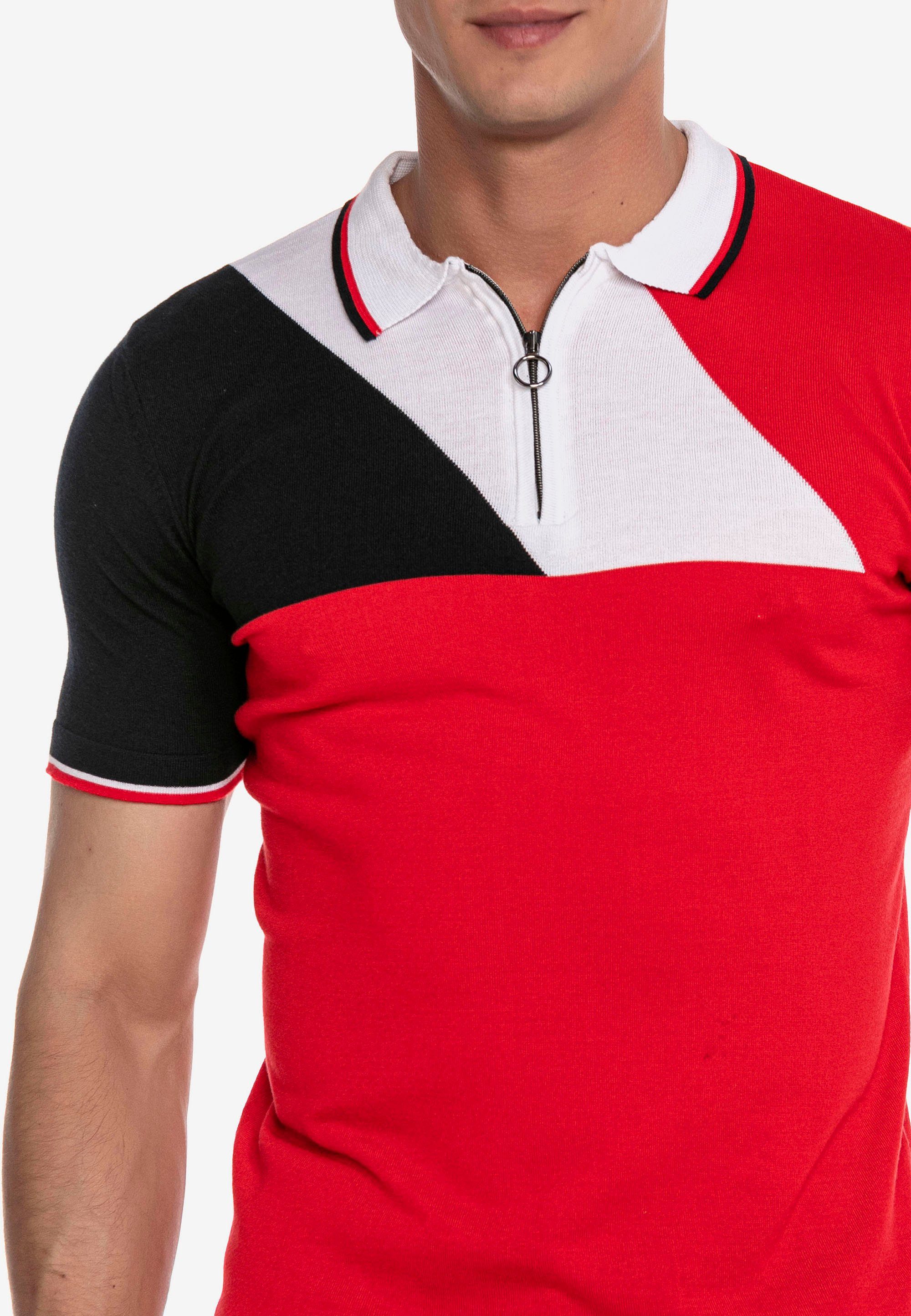 im Baxx rot Cipo Poloshirt modernen & Strickdesign