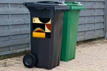 MuchoWow Wandsticker Abstrakt - Regenbogen - Formen - Schwarz (1 St), Mülleimer-aufkleber, Mülltonne, Sticker, Container, Abfalbehälter