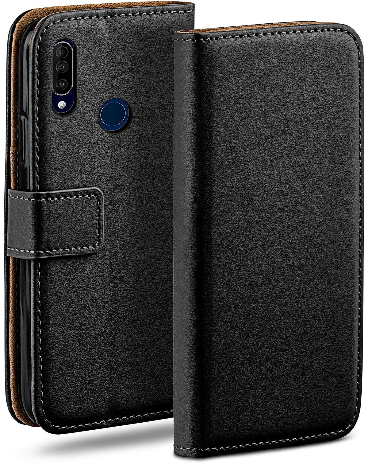 moex Handyhülle für Wiko View3 Lite Hülle Klappbar Book Case Schwarz Zoll, Klapphülle Kartenfach Flip Cover Handytasche Leder Optik Schutzhülle