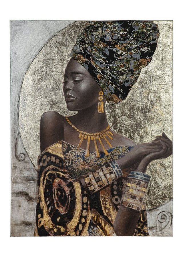 GILDE Bilder-Collage Bild Gemälde African Lady (BxHxL) 90 cm x 120 cm x 3,6  cm creme b