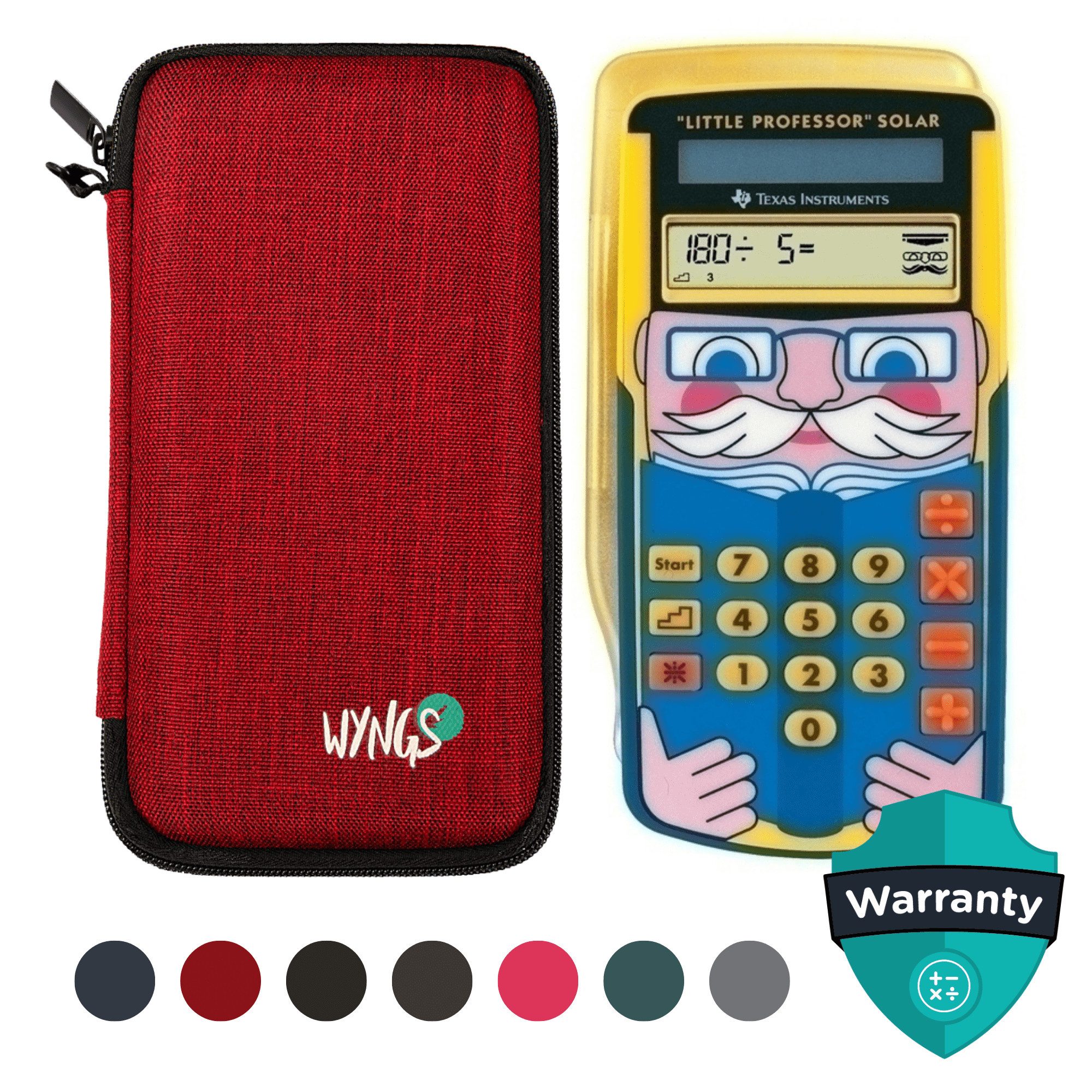 Texas Instruments Taschenrechner TI-Little Professor inkl. WYNGS Schutztasche Rot