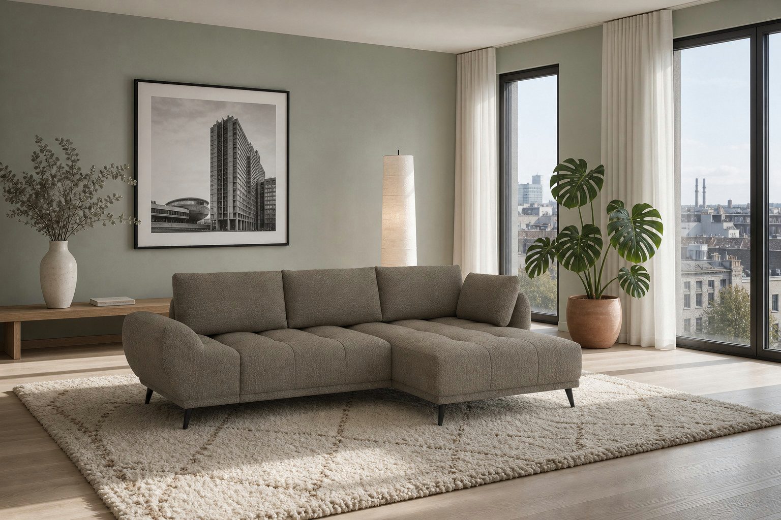 foamnova Ecksofa Ferrara, mit Recamiere, Maße B 270 × T 169 × H 68 cm, Ecksofa mit Nosag-Federung, abgesteppte Polster