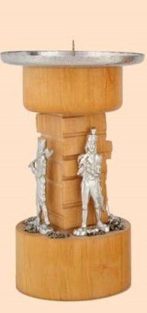 Kerzenhalter Kerzenhalter Bergmänner aus Zinn hell BxHxT 9x14,5x9cm NEU, Mit Zinnfiguren