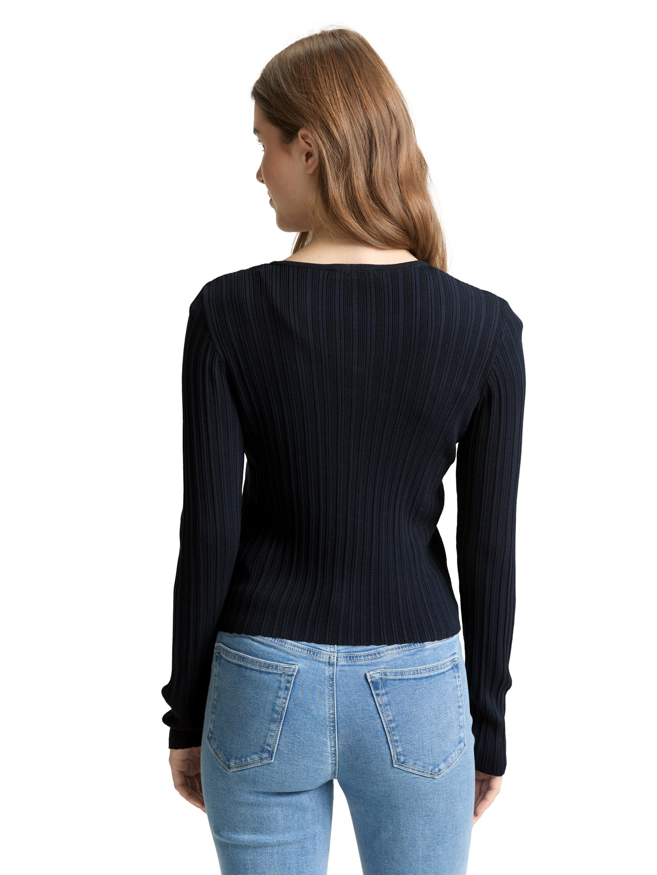 TOM TAILOR Denim Strickjacke mit gewelltem Abschluss