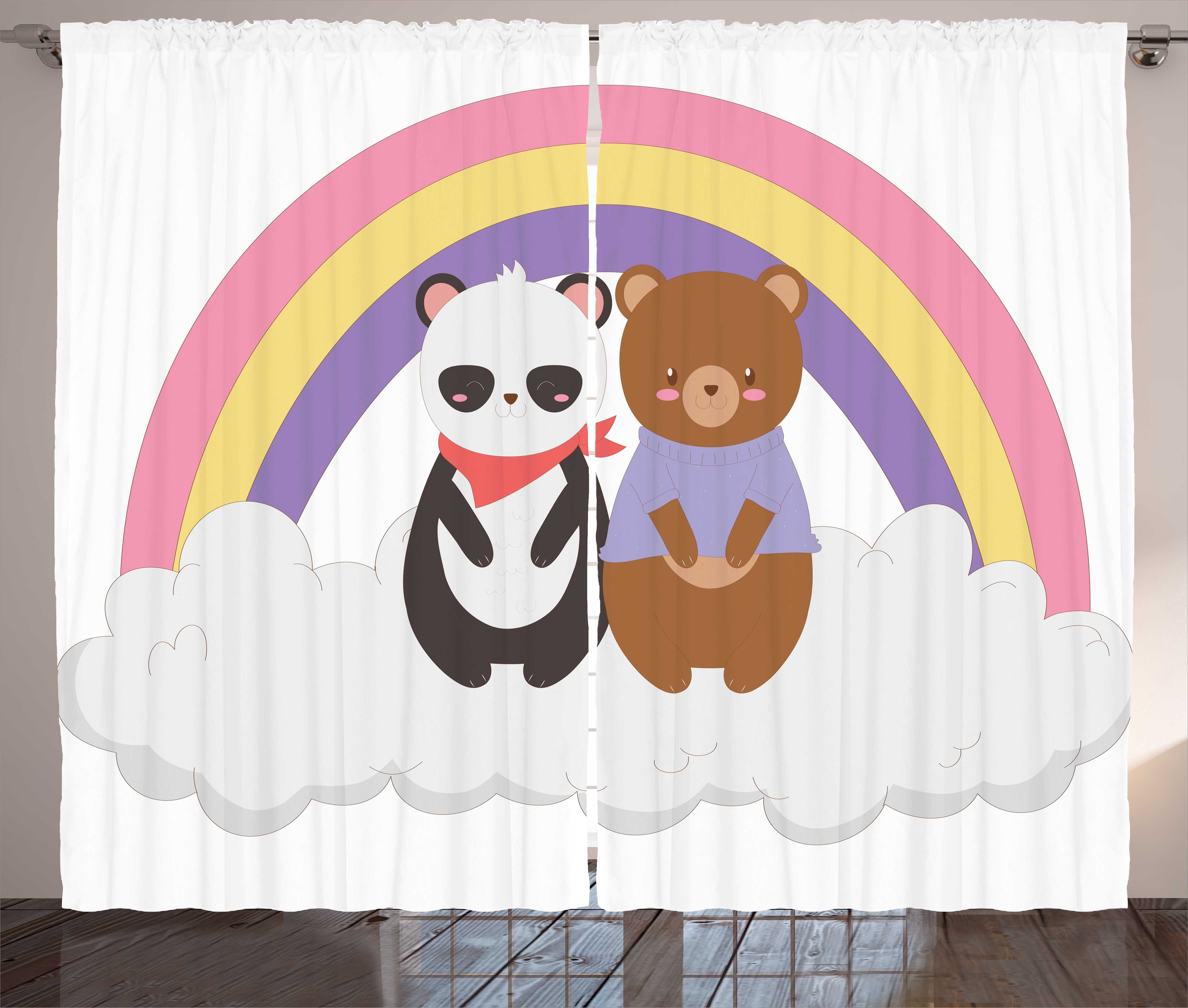 Schlafzimmer auf Panda Wolken und Vorhang Kräuselband Abakuhaus, mit Zeichen Gardine Haken, Schlaufen