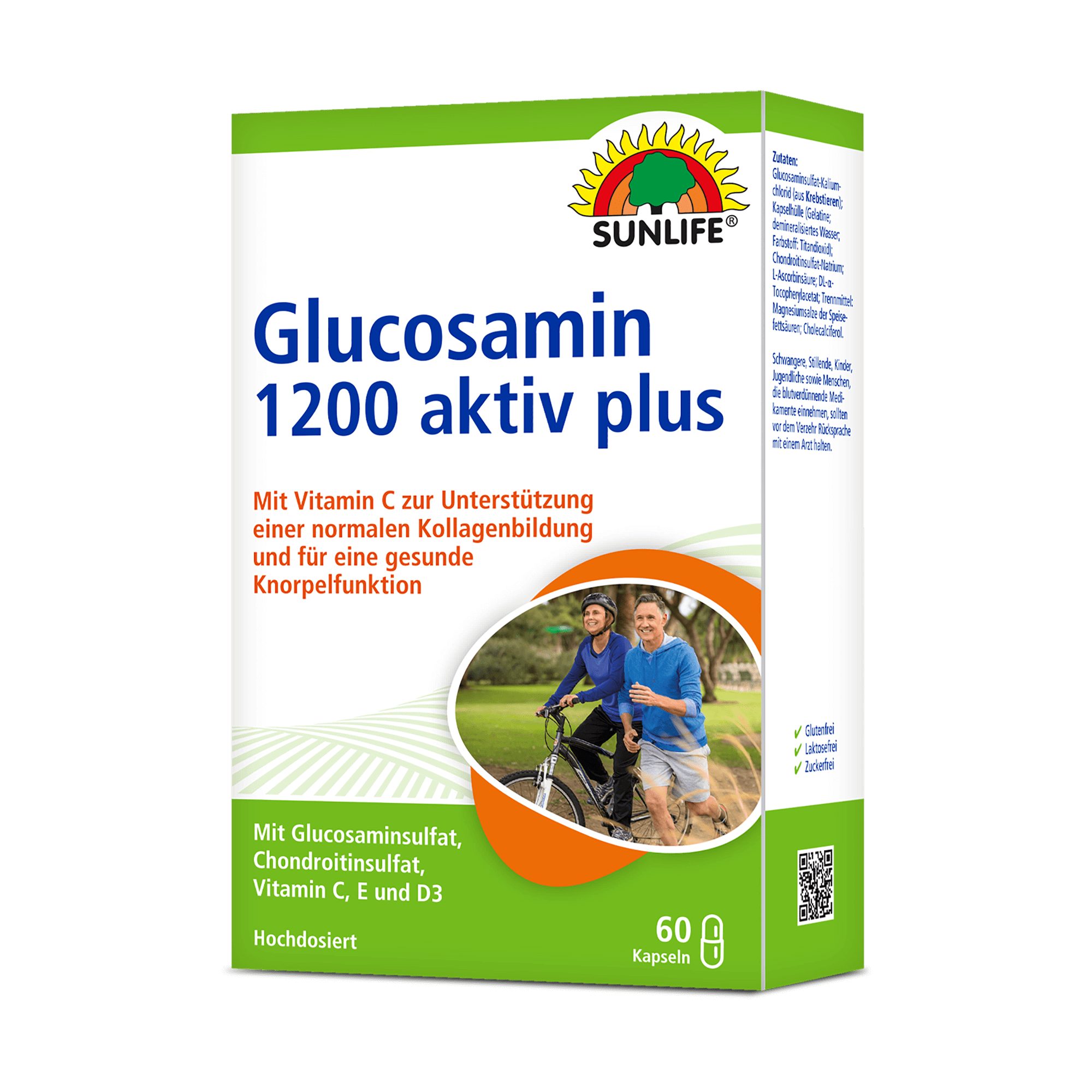 SUNLIFE SUNLIFE® Glucosamin 1200 aktiv plus Kapseln 60 Stk Knorpel Knochen 2 x täglich mit ausreichend Flüssigkeit schlucken