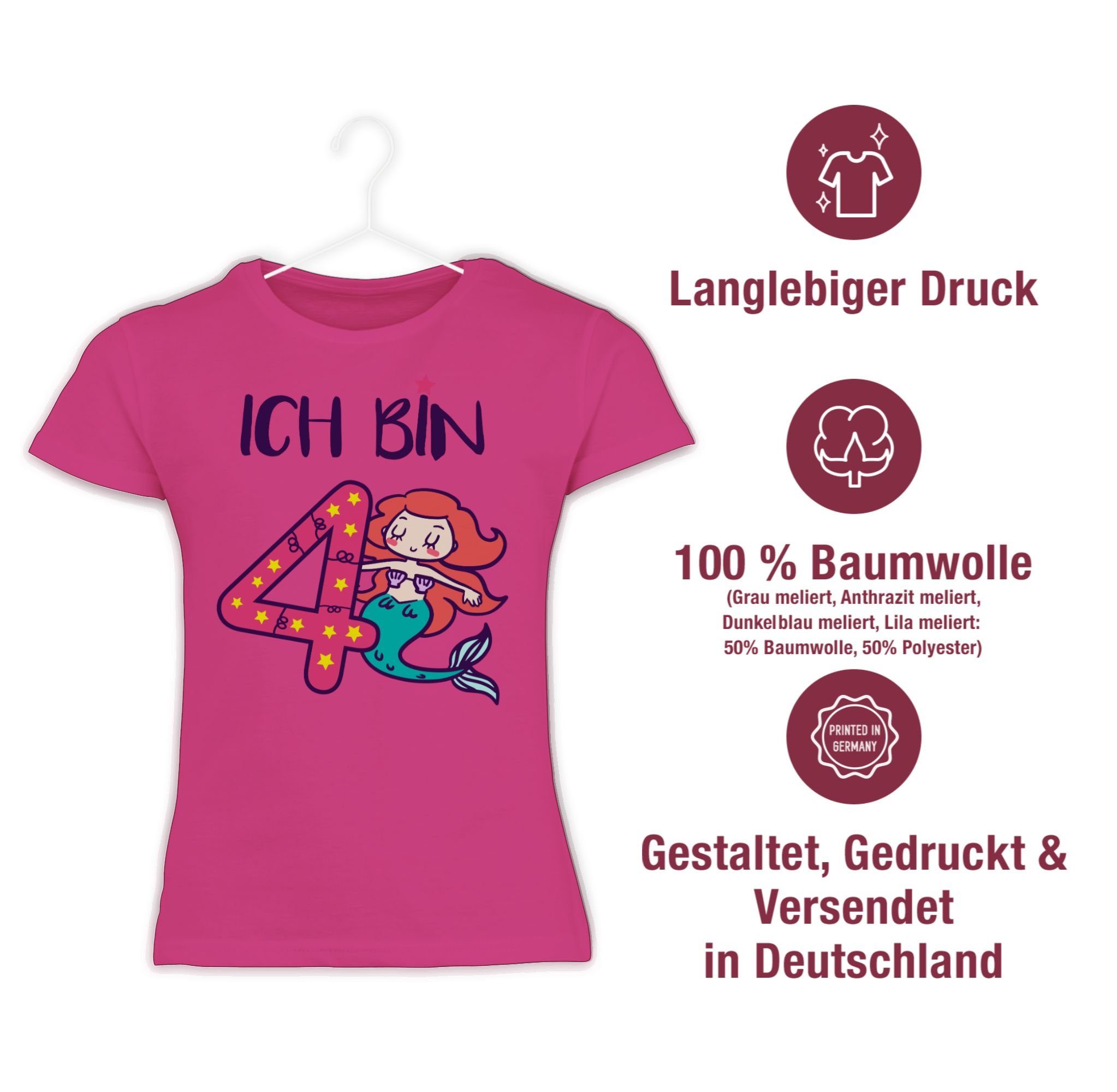 4. Shirtracer bin Meerjungfrau Fuchsia T-Shirt vier Ich Geburtstag 2