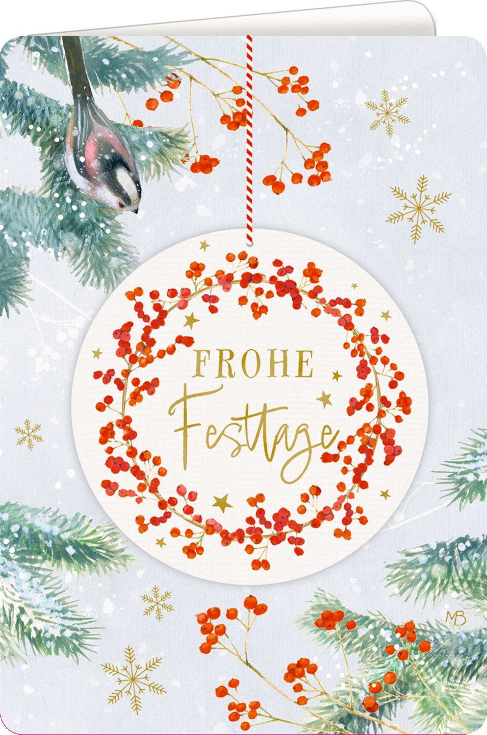 Weihnachtskarte mit Anhänger – Frohe Festtage / Marjolein Bastin