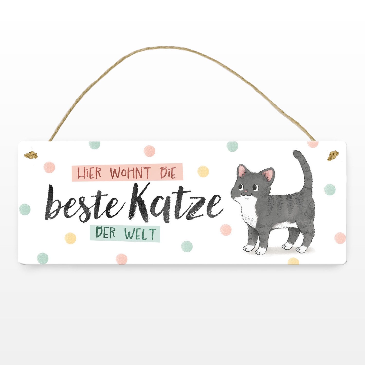 speecheese Metallschild Beste Katze der Welt Metallschild L in 10 5x28cm mit schwarz weißer