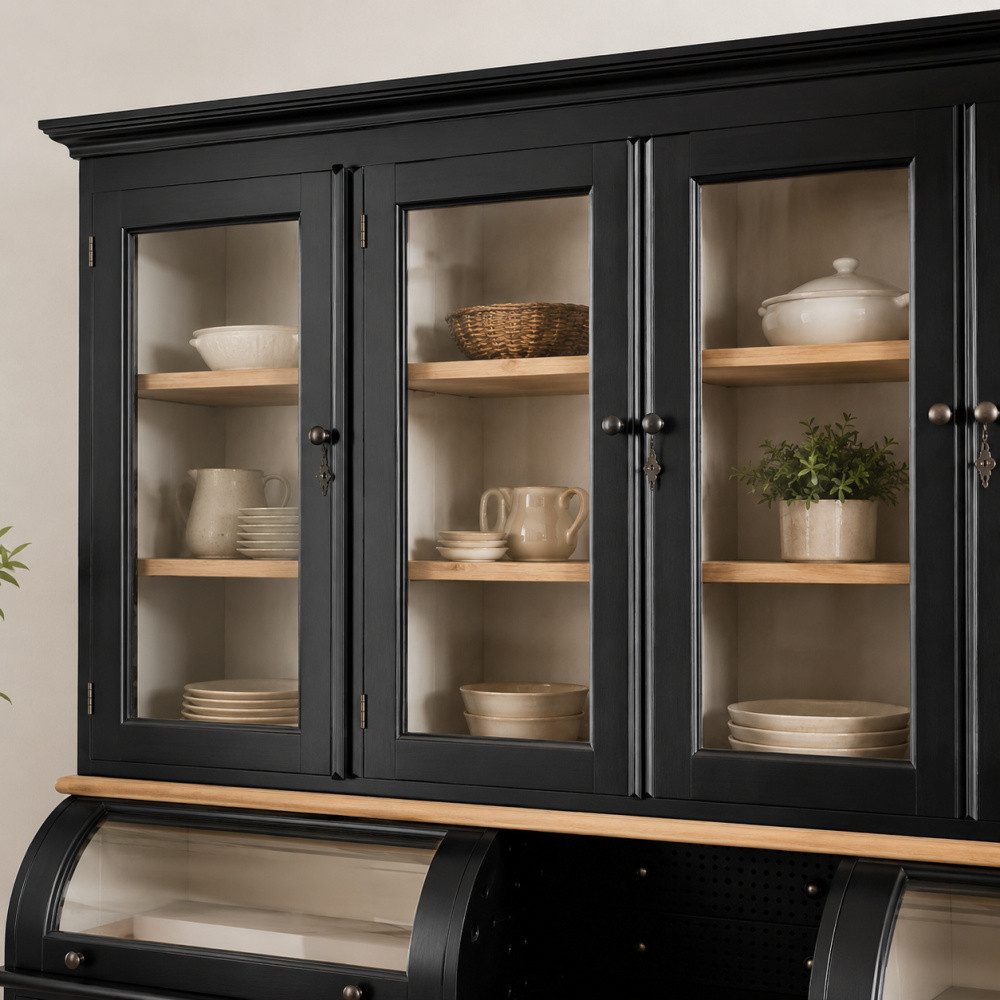 Wohnpalast Vitrine Buffetschrank Berlin 300 cm im Landhausstil mit Eichenelementen