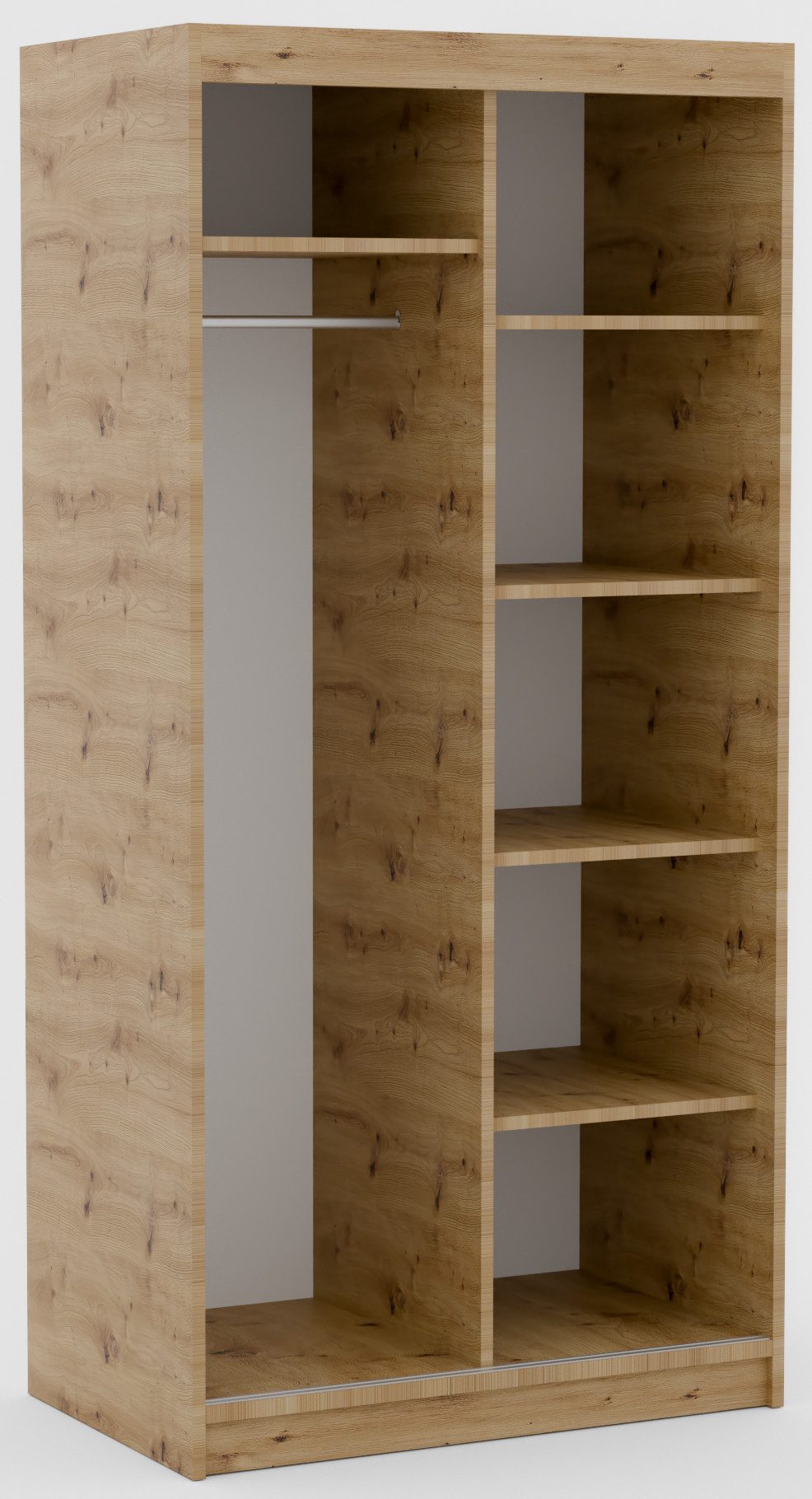 MOEBLO Schiebetürenschrank Orvena (mit Spiegel und dekorativer Holzlamellen-Front, Stilvoller Stauraum für Ihr Zuhause, Schwebetürenschrank 2-türig Schrank Gard – Bild 4 von 5