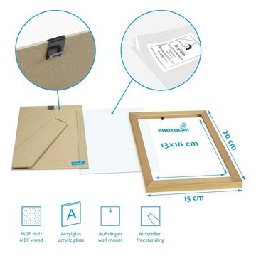 PHOTOLINI Bilderrahmen 3er Set, stabiles MDF-Holz, mit Acrylglas, extra Zubehör