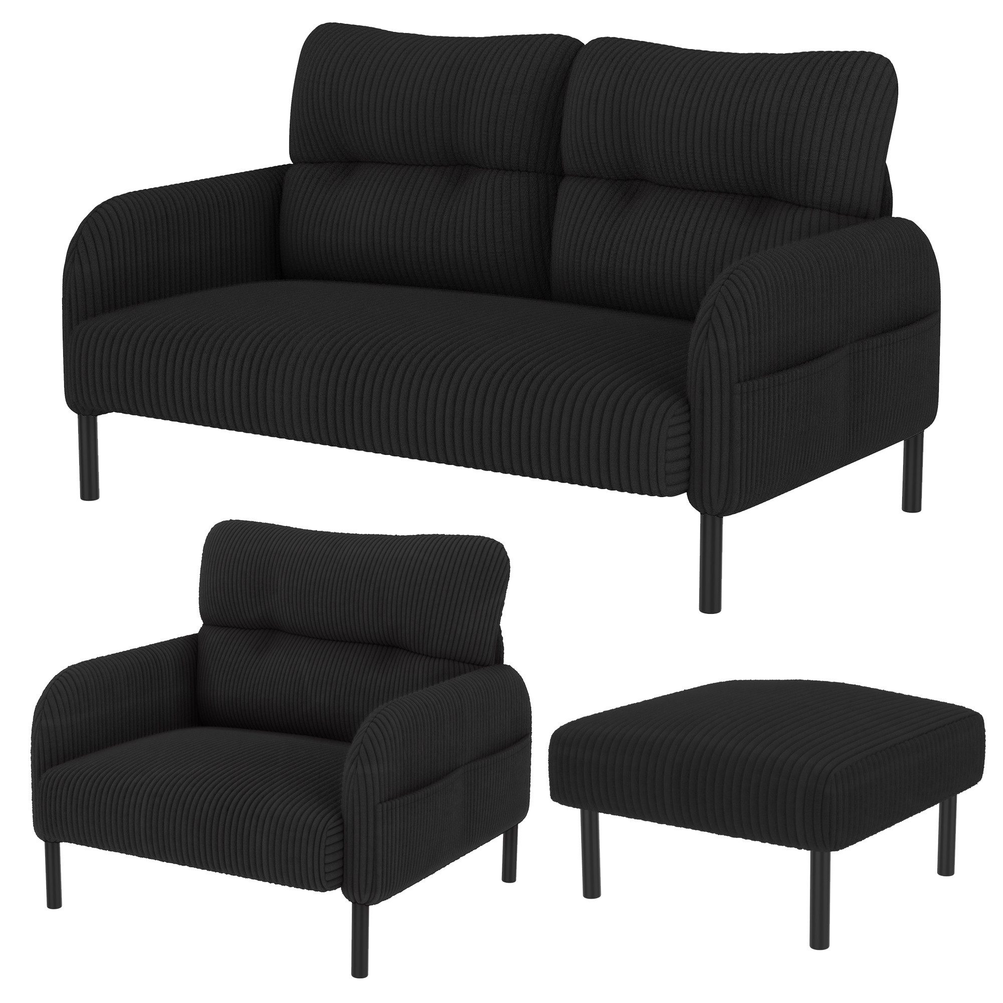 Furnishings Home Schlafsofa 3er-Set Sessel Hocker&2-Sitzer günstig online kaufen