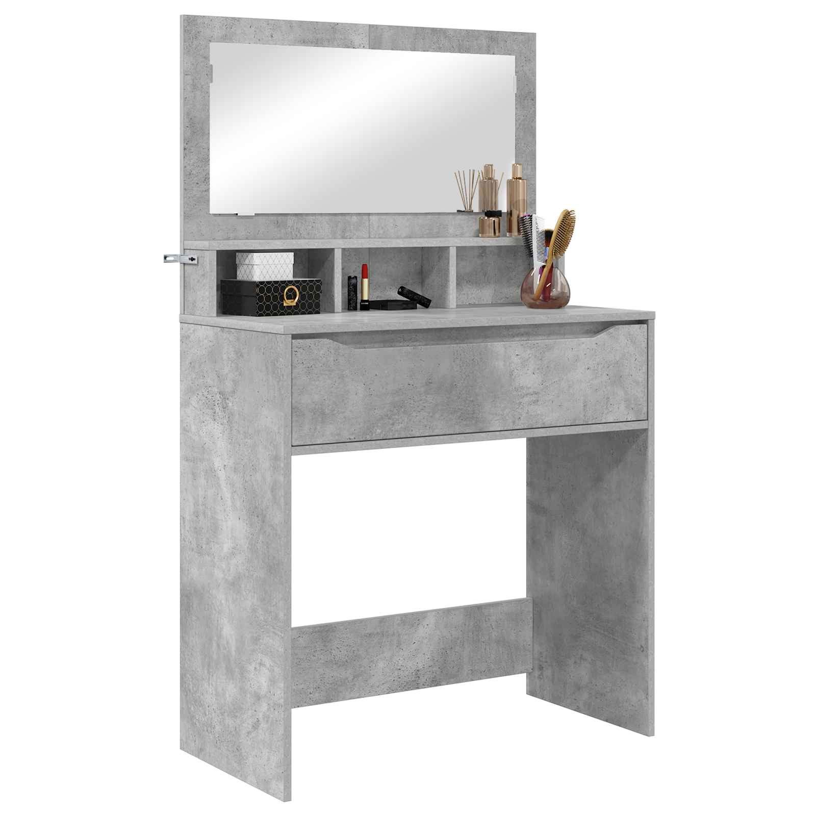 vidaXL Schminktisch Schlafzimmer-Frisiertische Beton Grau 80 x 39,6 x 135 cm (1-St)