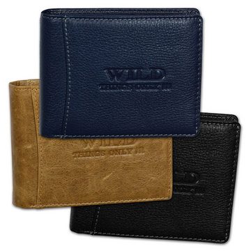 Wild Things Only !!! Geldbörse Wild Things Only Herren RFID Blocker (Portemonnaie, Portemonnaie), Herren Portemonnaie Echtleder Größe ca. 12,5cm, blau