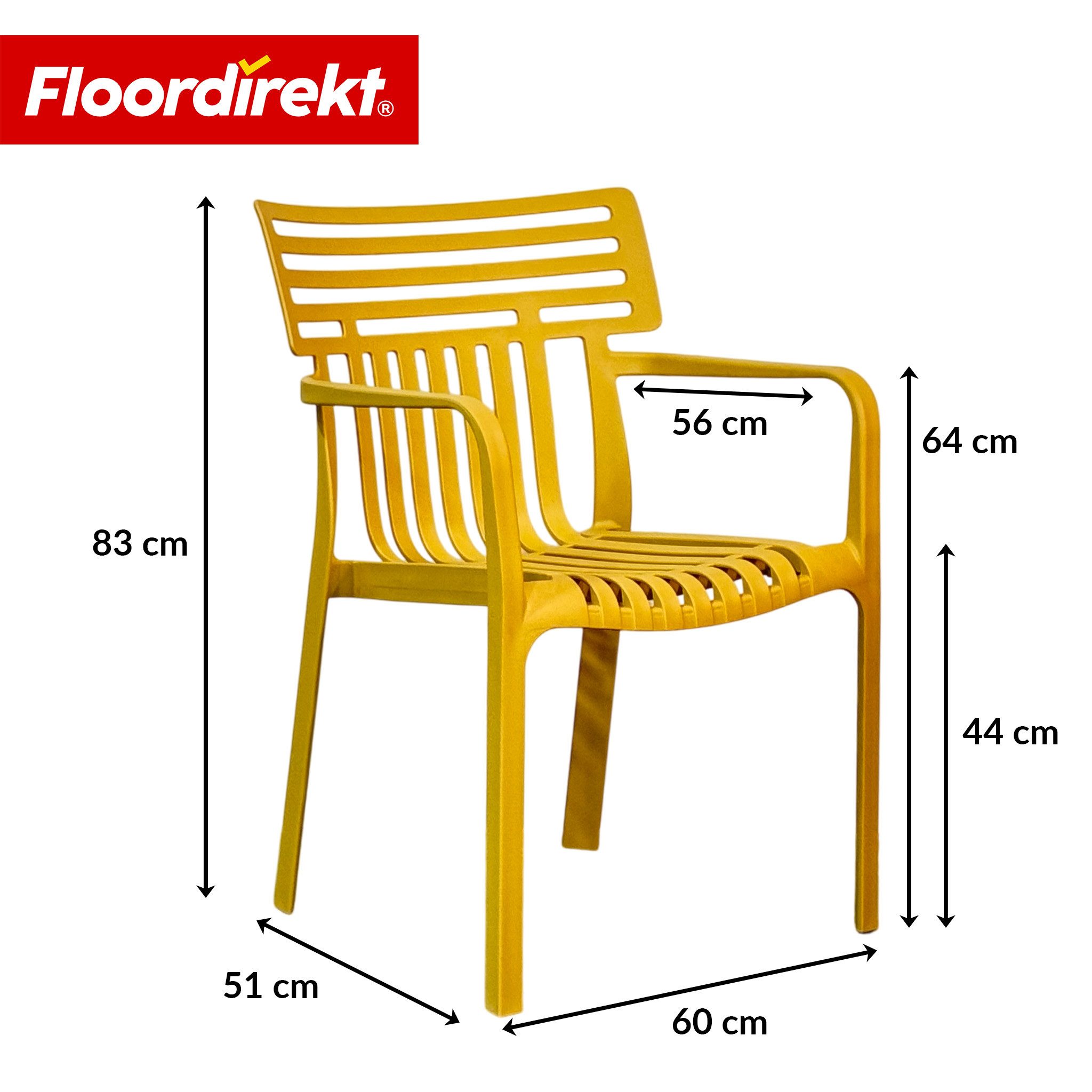 Floordirekt Gartenstuhl Designstuhl Terrano stapelbar aus Kunststoff wetterfest UV-beständig (1 Stuhl oder 6-er Set), verschiedene Farben – Bild 2 von 5