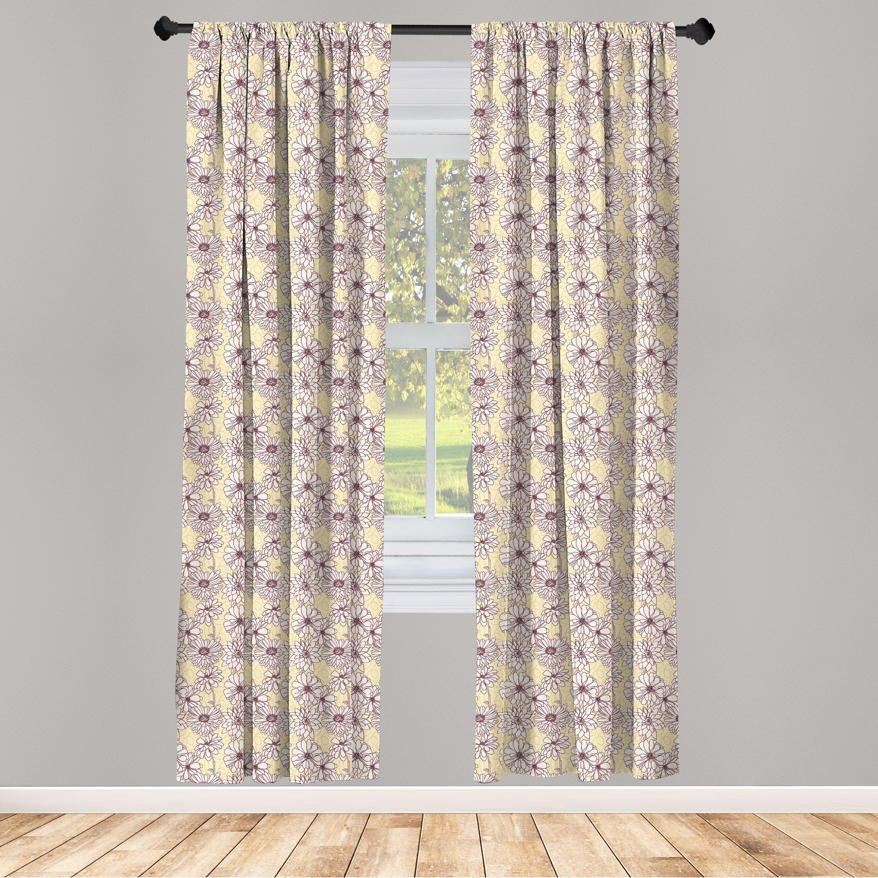 Gardine Vorhang für Wohnzimmer Schlafzimmer Dekor, Abakuhaus, Microfaser, Blumenweinlese Blumen-Strudel