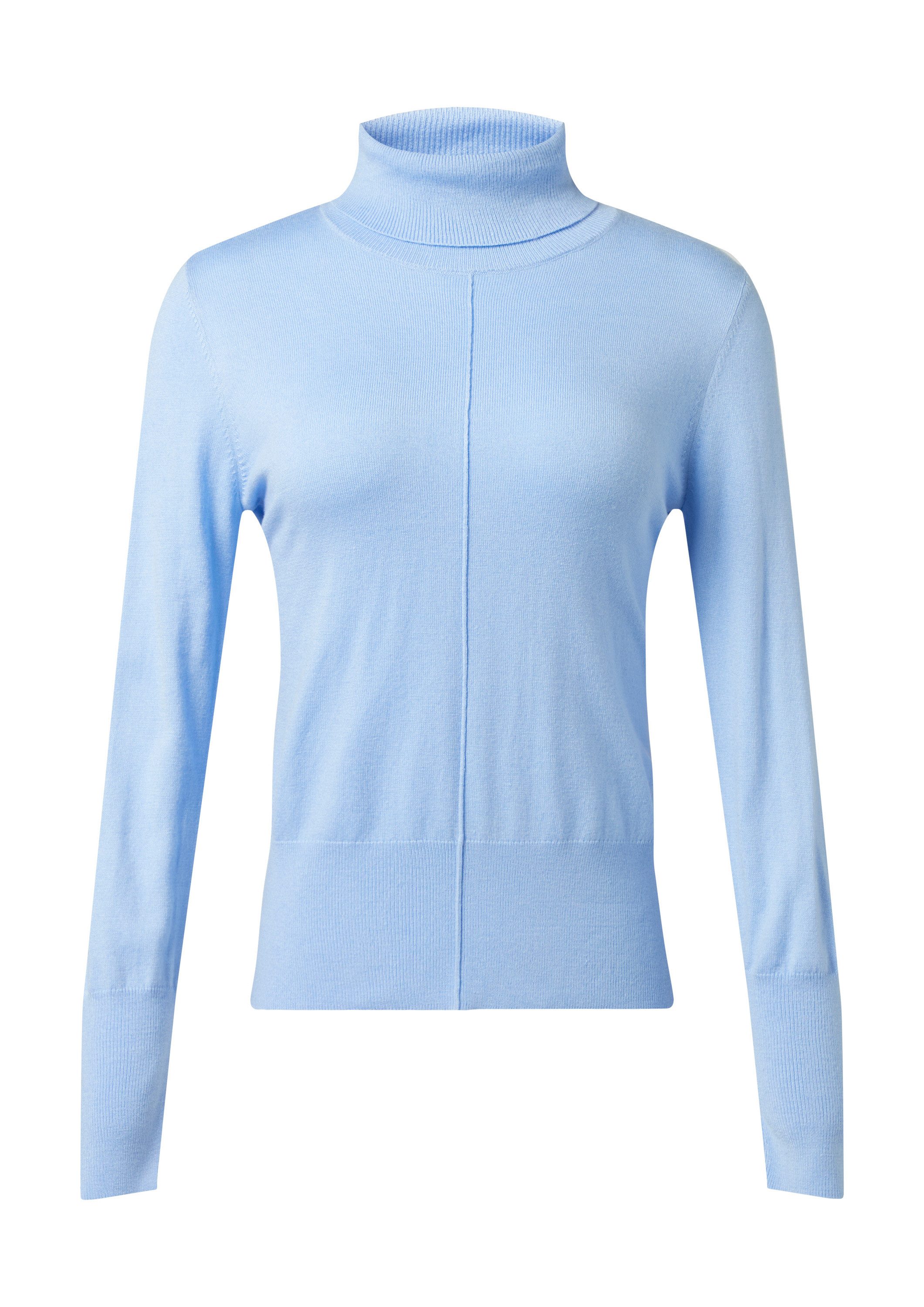 comma Longpullover Strickpullover Pullover mit Turtleneck und Ziernaht
