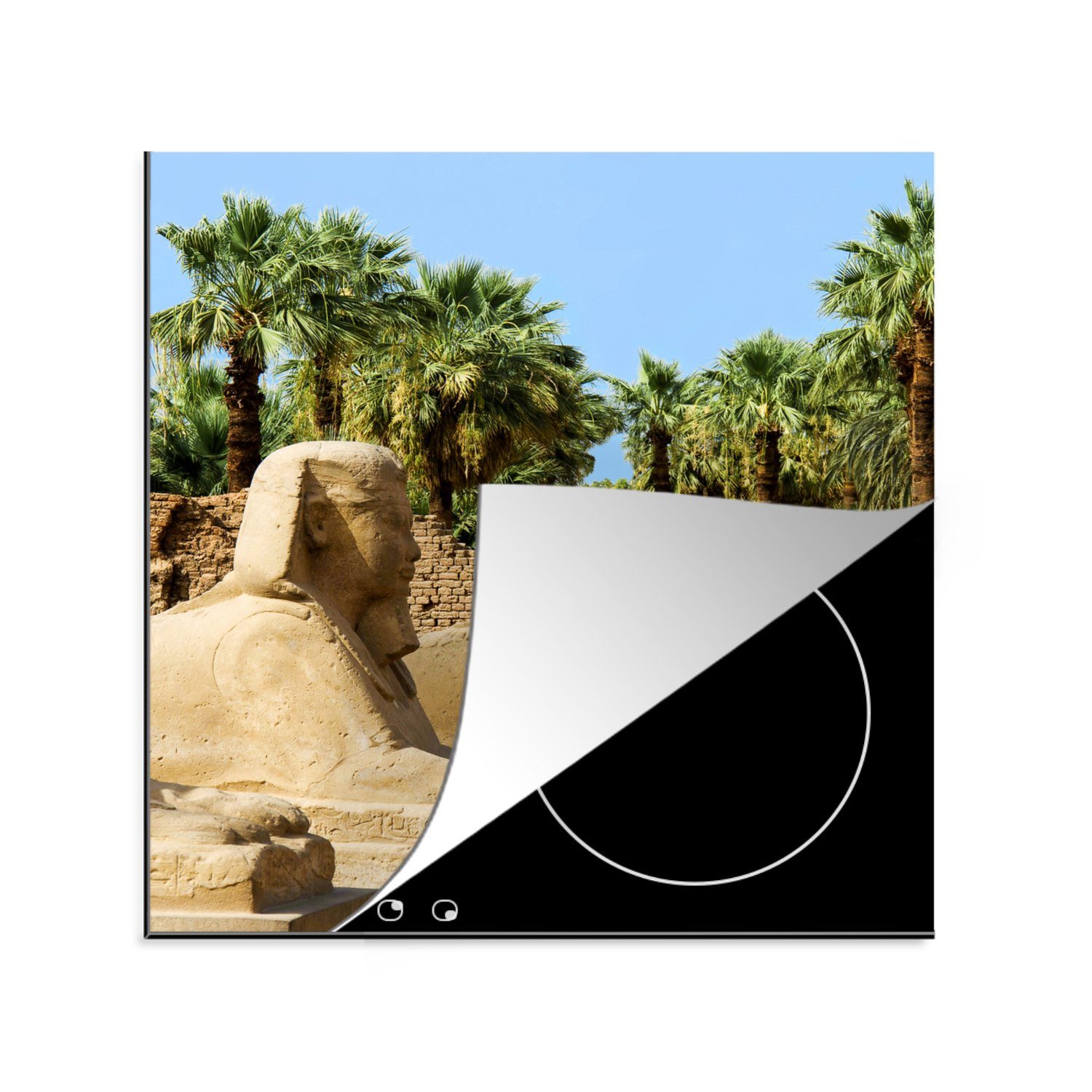 MuchoWow Herdblende-/Abdeckplatte Sphinx in Ägypten, Vinyl, (1 tlg), 78x78 cm, Ceranfeldabdeckung, Arbeitsplatte für küche