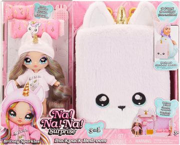 MGA ENTERTAINMENT Puppenmöbel 3in1 Backpack Bedroom Unicorn Playset- Britney Sparkles, Na! Na! Na! Surprise