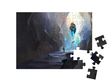 puzzleYOU Puzzle Außergewöhnliche Höhle, schwebender Mensch, 48 Puzzleteile, puzzleYOU-Kollektionen Fantasy