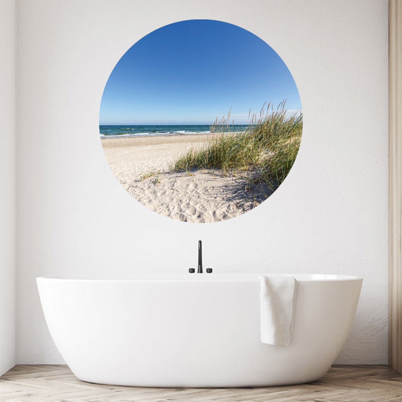 WallSpirit Wandsticker Wandaufkleber rund "Ostseedüne", Selbstklebend, rückstandslos abziehbar
