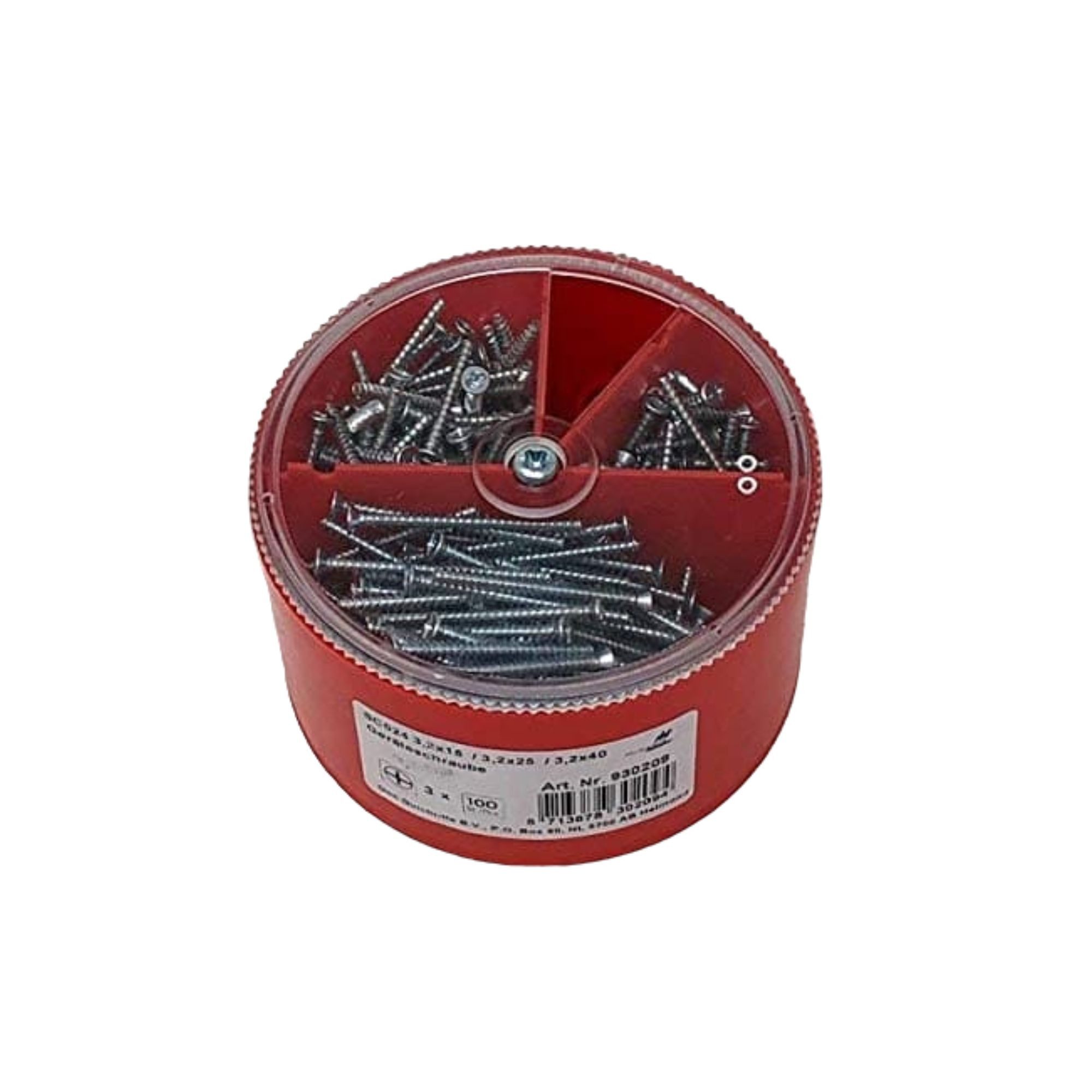 Don Quichotte Schrauben-Set Geräteschraube Sortimentsbox 300 teilig, (Set bestehtend aus 3 verschiedenen Schraubenarten), Stahl, galvanisch verzinkt