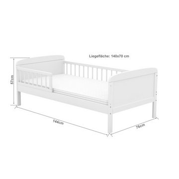 Baby-Delux Kinderbett Luca, Kinderbett Gitterbett 140x70 weiß mit Matratze Schutzgitter