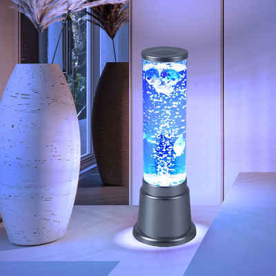 etc-shop Dekolicht, Wassersäule Tischleuchte LED RGB Farbwechsler Deko-Fische