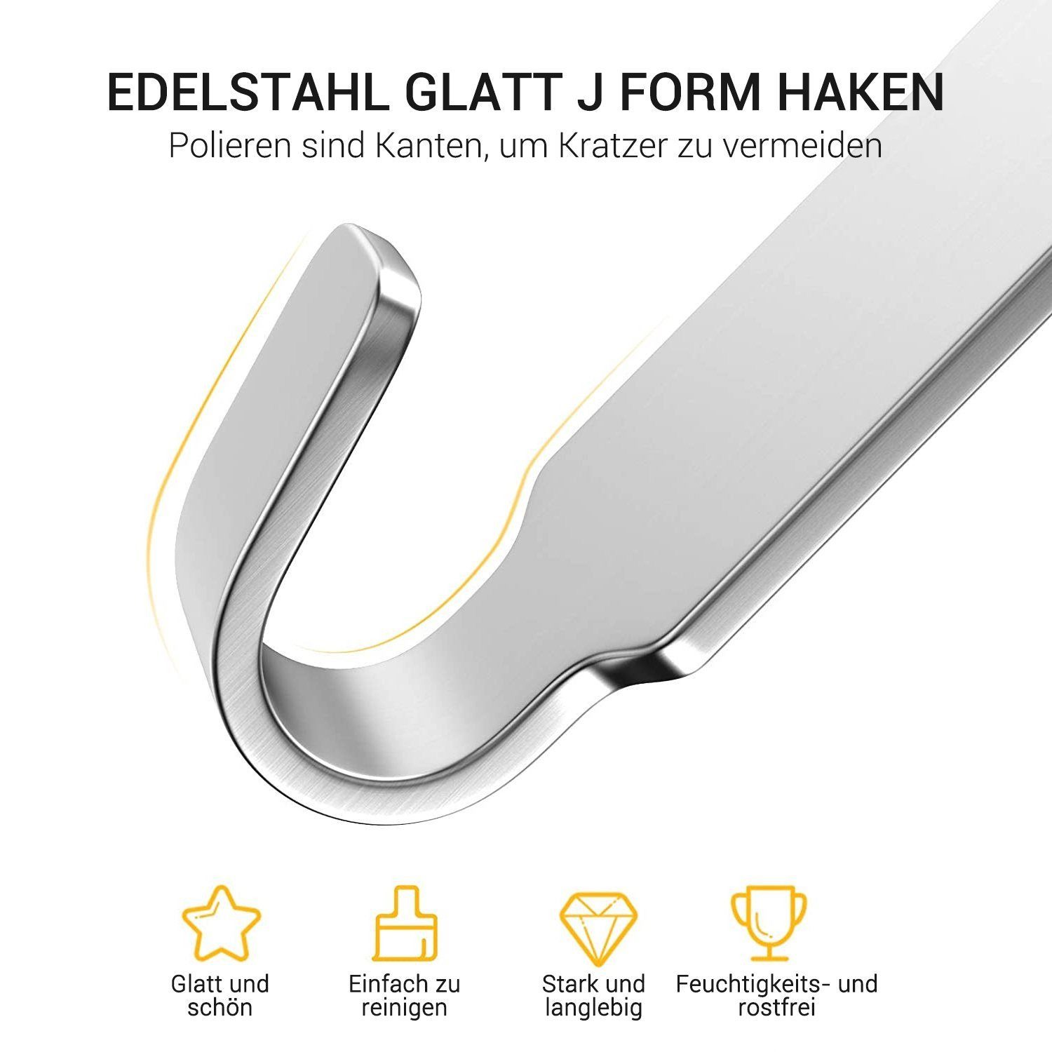Elegear Kleiderhaken /Türhaken Edelstahl zum aufhängen 40x22cm mit 6 Haken günstig online kaufen