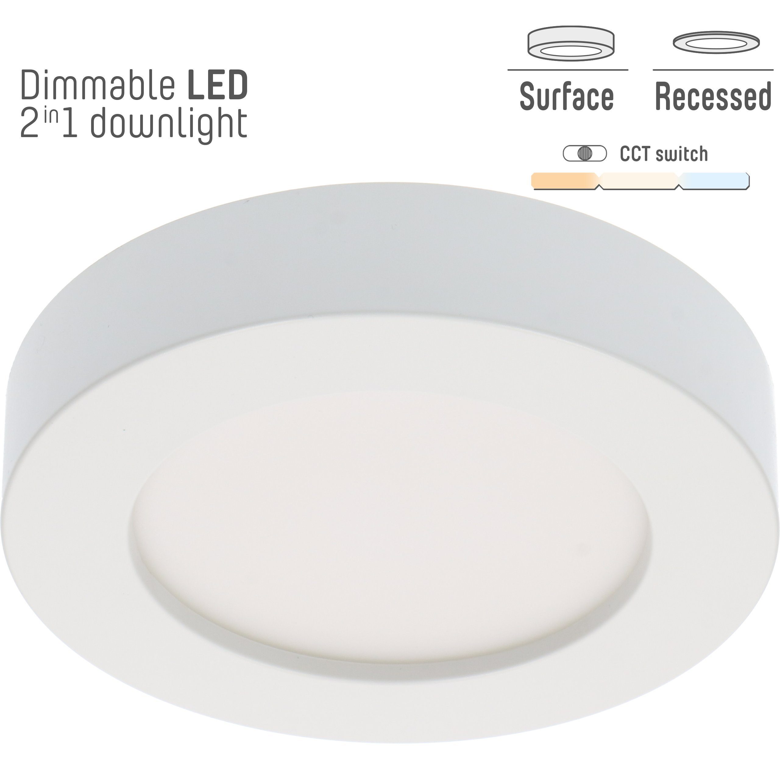 LED's light LED Einbauleuchte 0810381 LED-Strahler, LED, 18cm dimmbar 12W CCT warm-neutral-kaltweiß Unterputz Aufputz