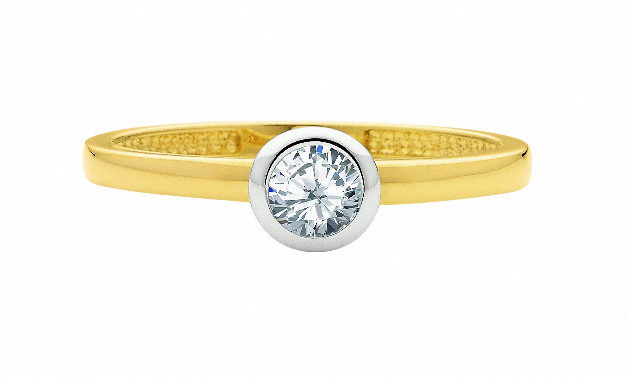 Solitärring Solitärring 585 Gold (14K) mit Zirkonia