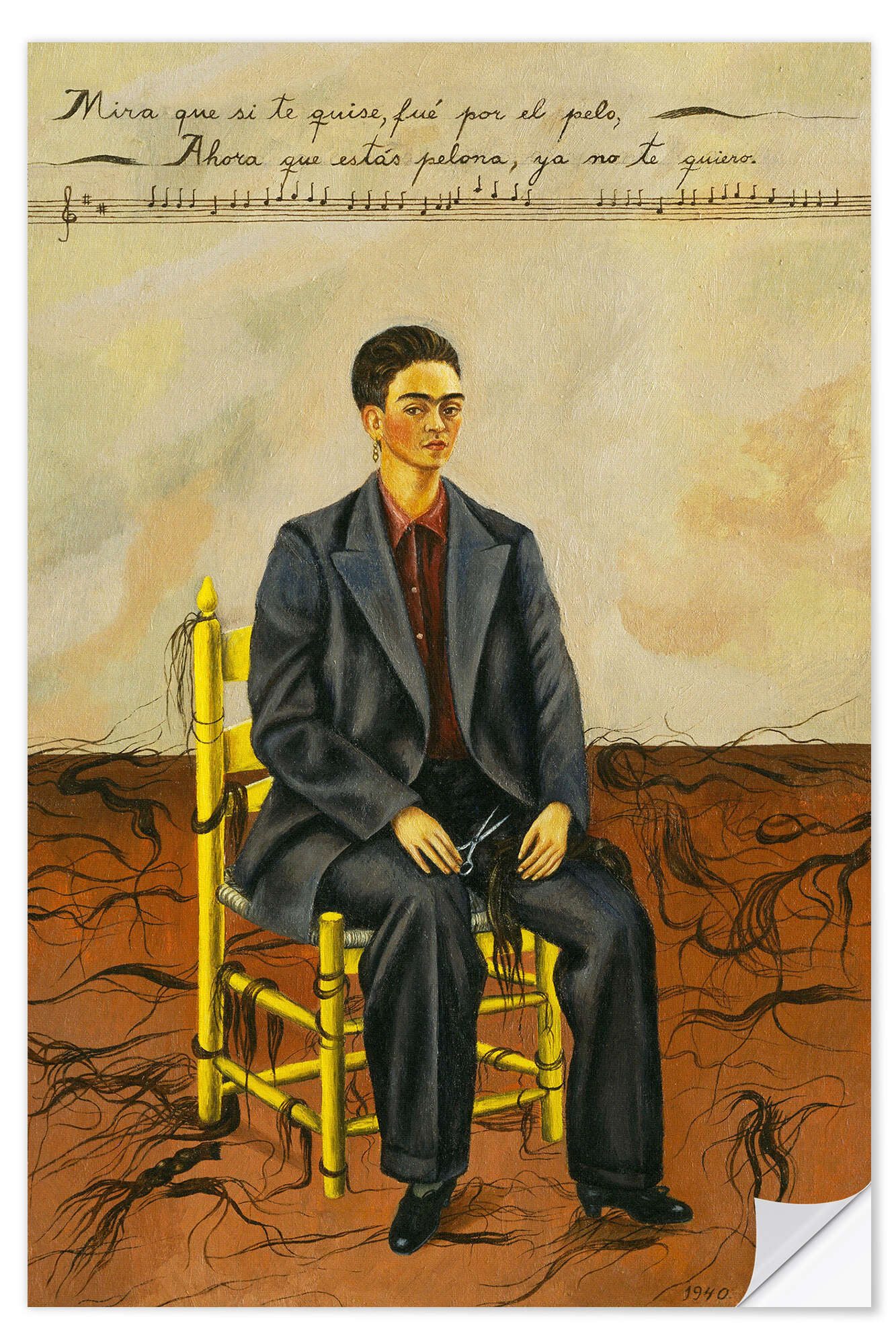 Posterlounge Wandbild Selbstporträt mit abgeschnittenem Haar, 1940, Frida Kahlo, erhältlich als Poster, Leinwandbild, Wandsticker oder Acrylglasbild