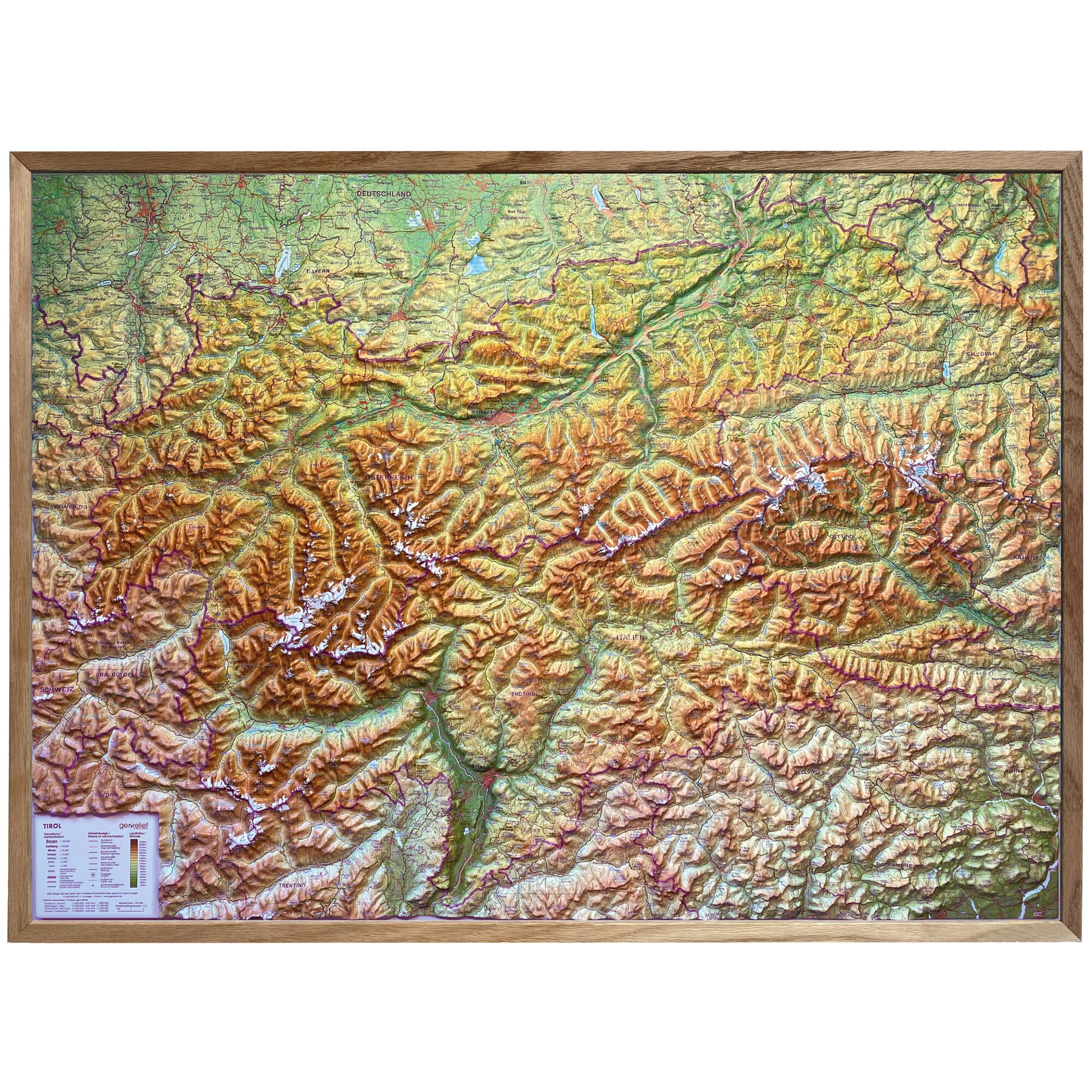 Georelief Globus Georelief Regional-Karte Tirol (77 x 57 cm)
