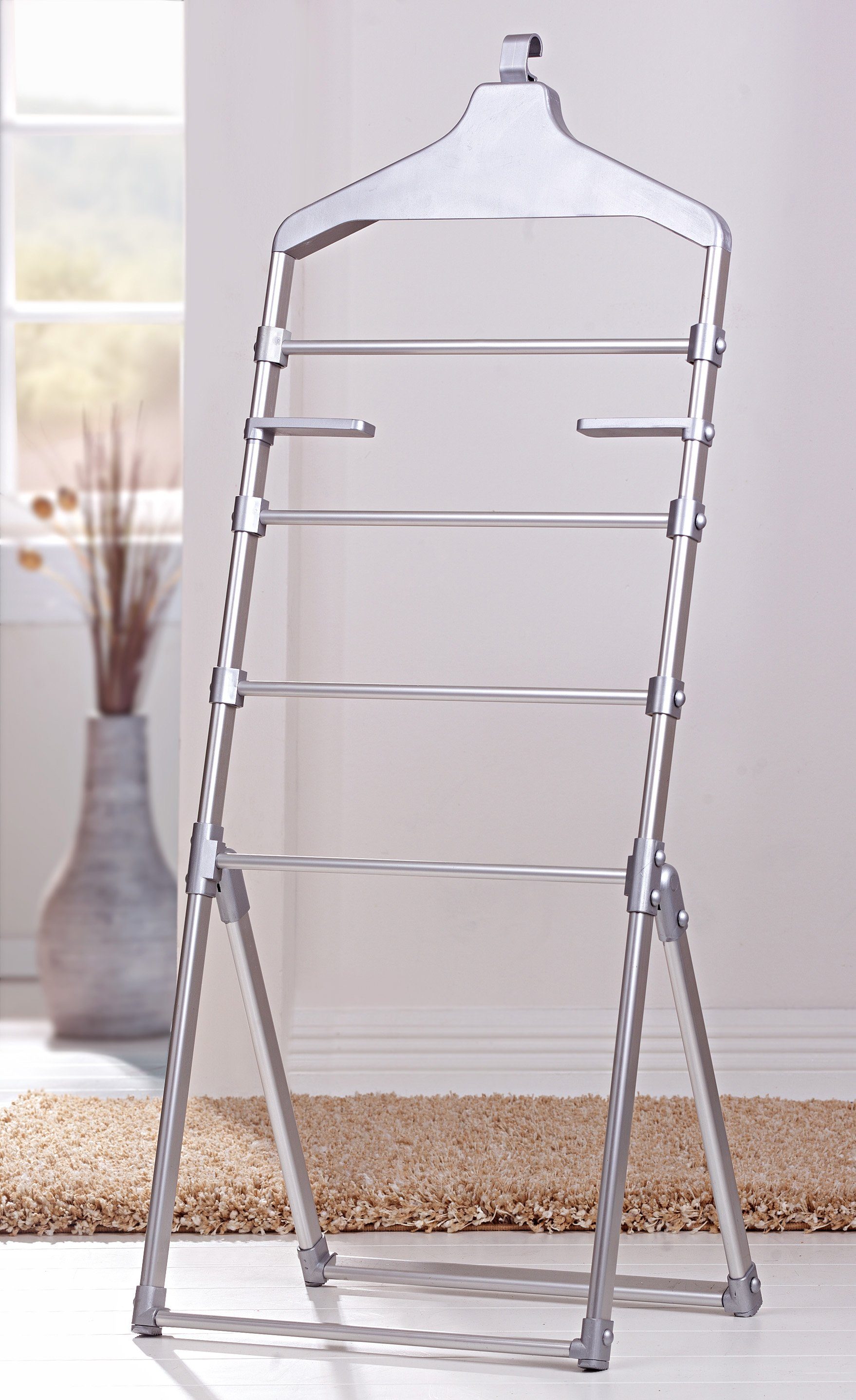 Ruco Вешалки Стойка камердинера, zum Lüften und Aufbewahren von Kleidung, aus Aluminium und Kunststoff, platzsparend klappbar
