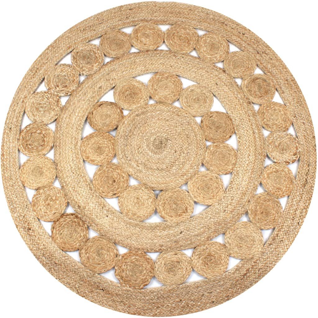 vidaXL Teppich Teppich Flechtmuster Jute 120 cm Rund, Runde