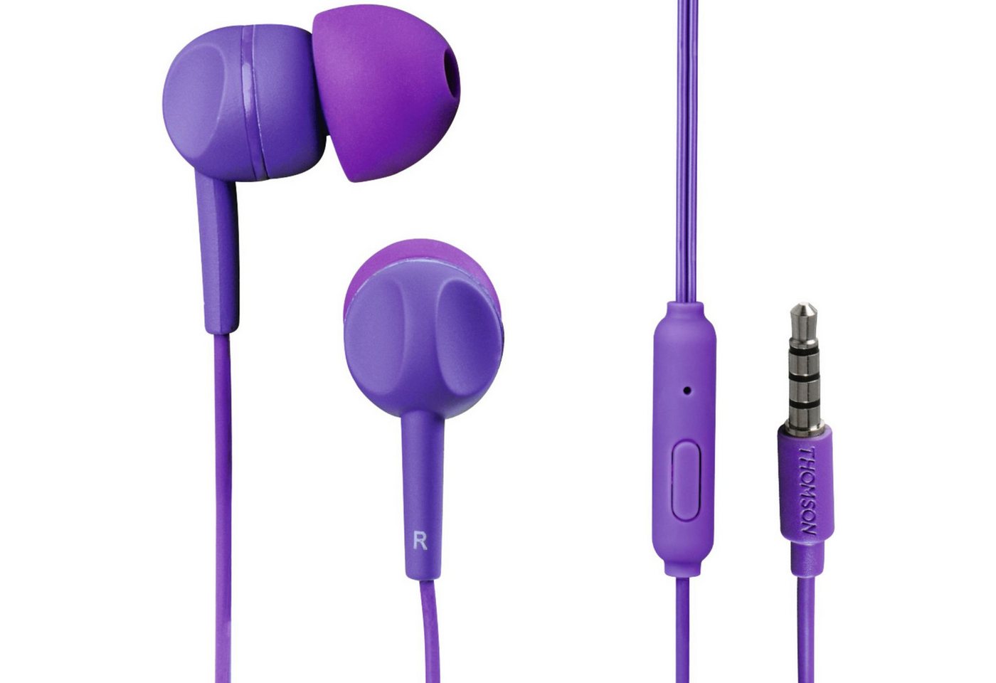Thomson In-Ear Headset EAR3005PL 3,5mm Klinke Ohrhörer Smartphone-Headset (Mikrofon, 3,5mm, Mikrofon, Fernbedienung, Silikon-Ohrpolster, 3,5mm Klinken-Stecker)