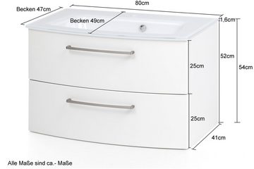 HELD MÖBEL Badezimmer-Set Windau, (Set, 3-St), bestehend aus Waschtisch-Set mit Midischrank, Breite 110 cm