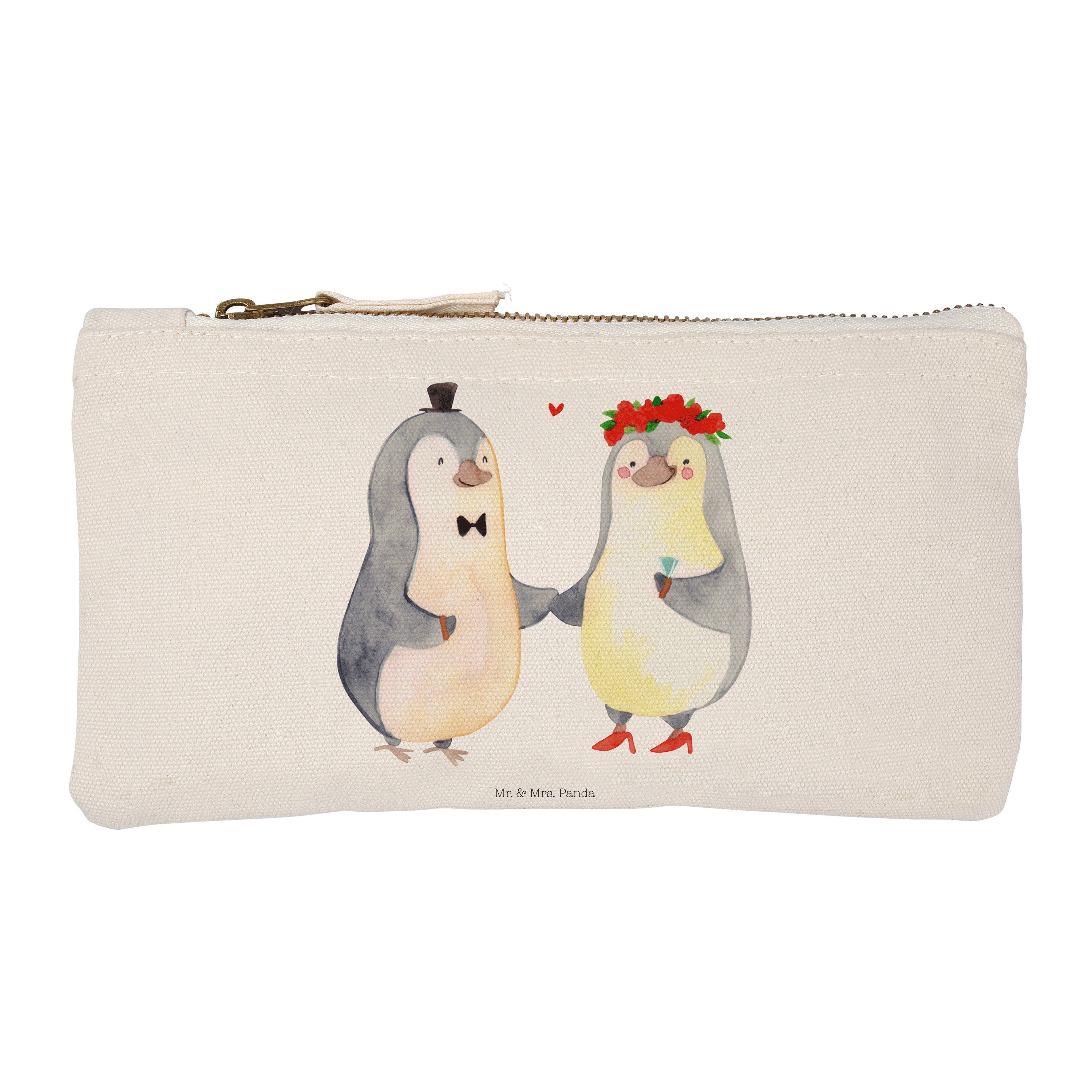 Mr. & Mrs. Panda Kosmetiktasche Pinguin Heirat - Weiß - Geschenk, Bräutigam, Makeup, Mann, Etui, Ehem (1-tlg) | Canvas-Taschen