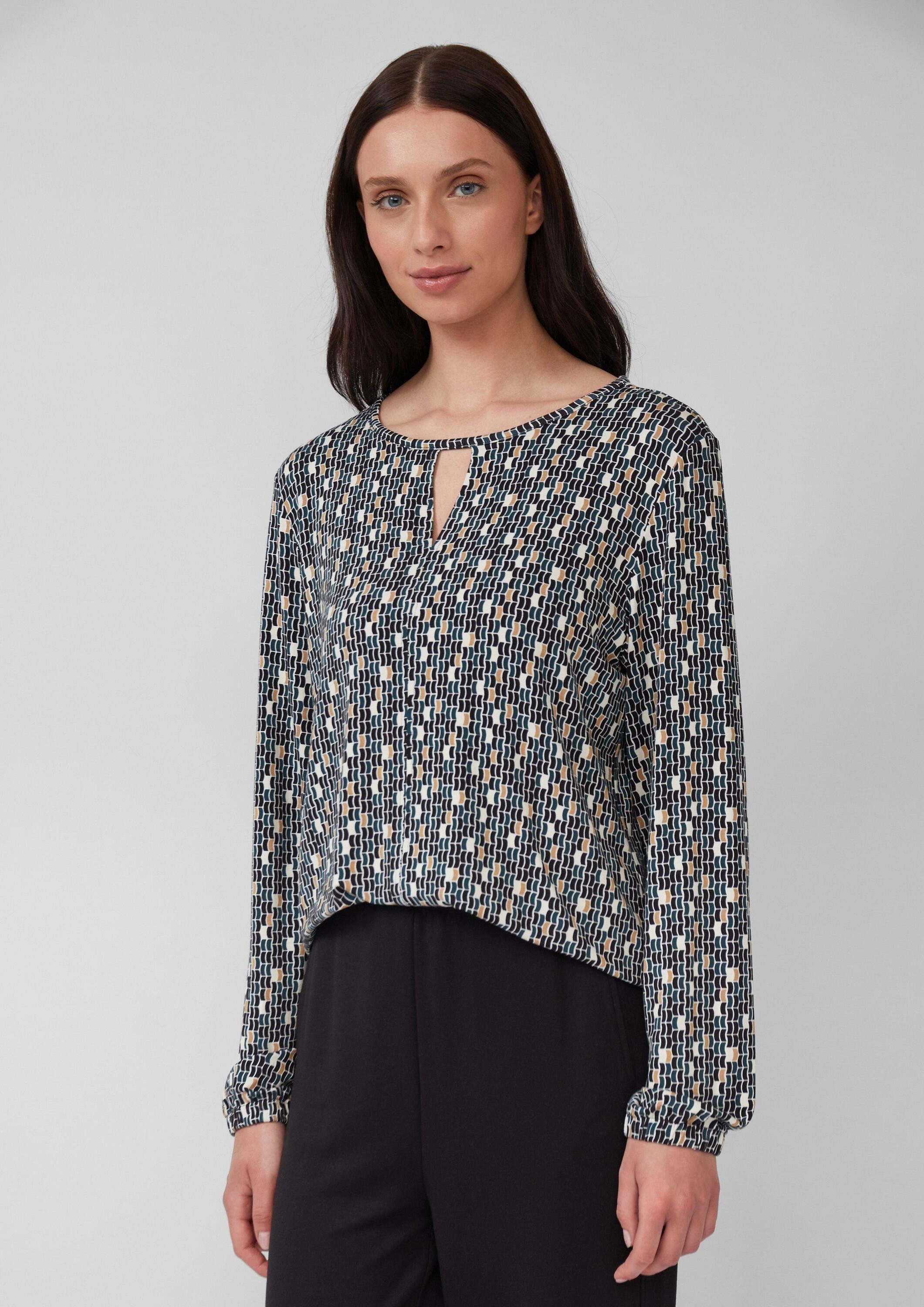 s.Oliver Langarmshirt T-Shirt T-Shirt mit All-over-Print und Elastikbündche günstig online kaufen