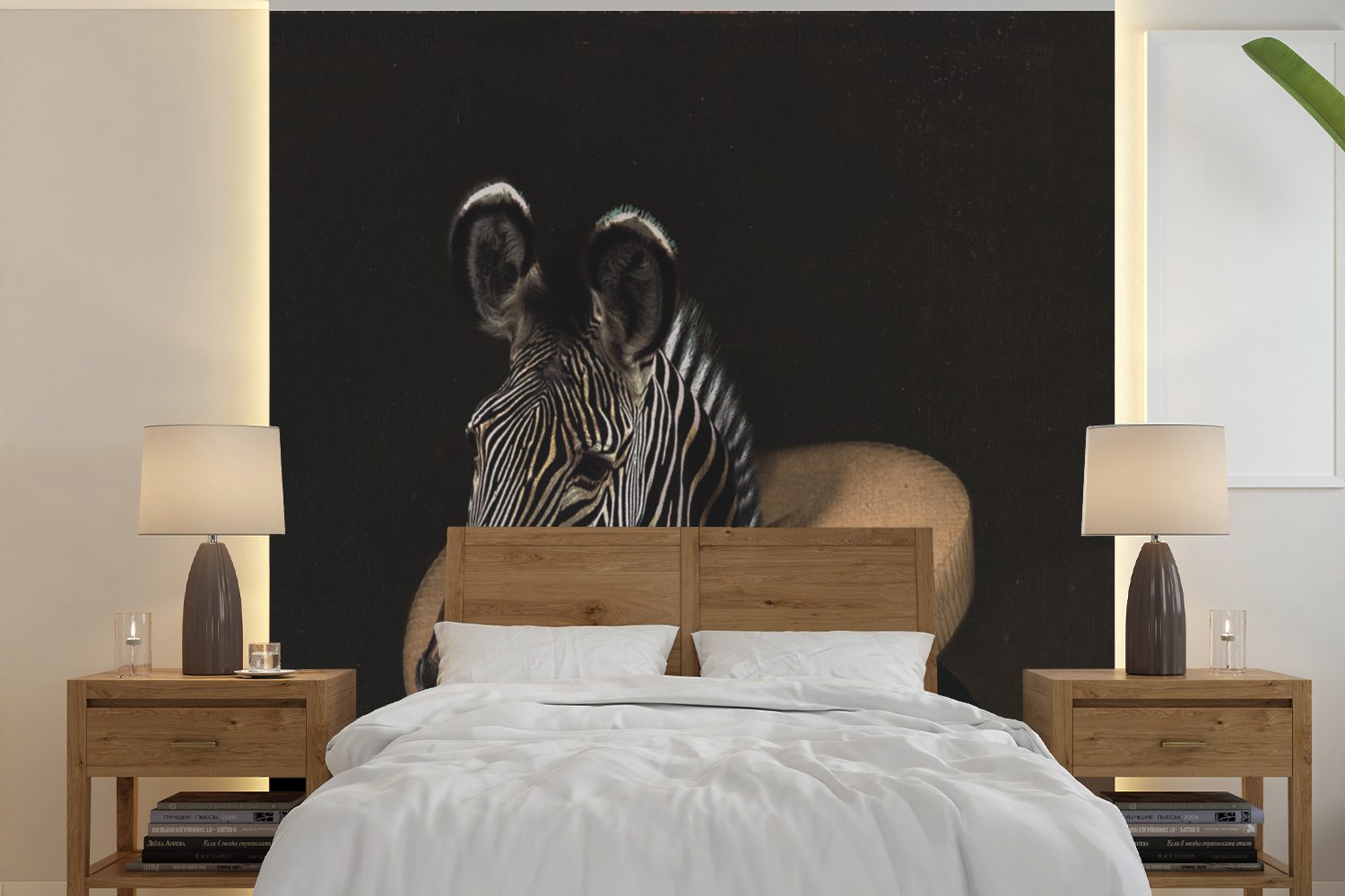 MuchoWow Fototapete Zebra - Kunst - Kleidung, Matt, bedruckt, (5 St), Vinyl Tapete für Wohnzimmer oder Schlafzimmer, Wandtapete