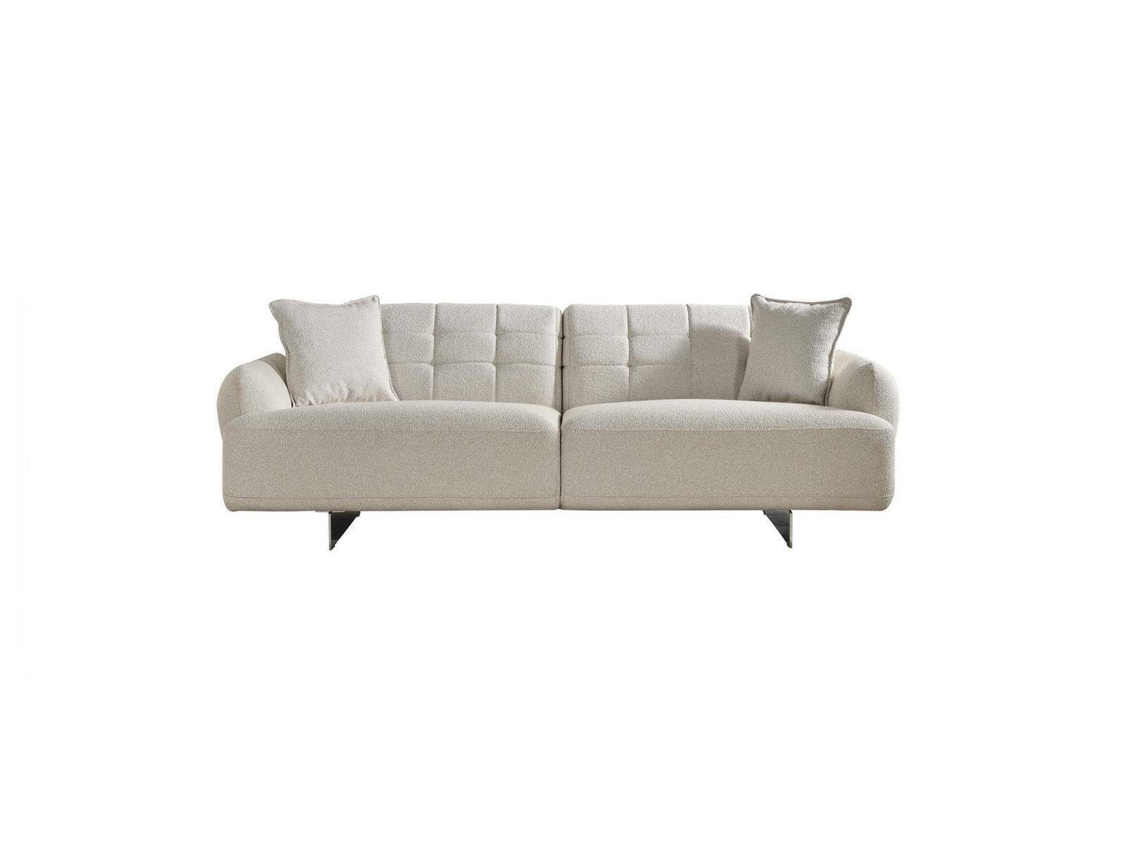 JVmoebel 3-Sitzer Sofa Dreisitzer 3 Sitzer Polstersofa Stoff Polyester Couch Modern Weiß, 1 Teile, Made in Europa