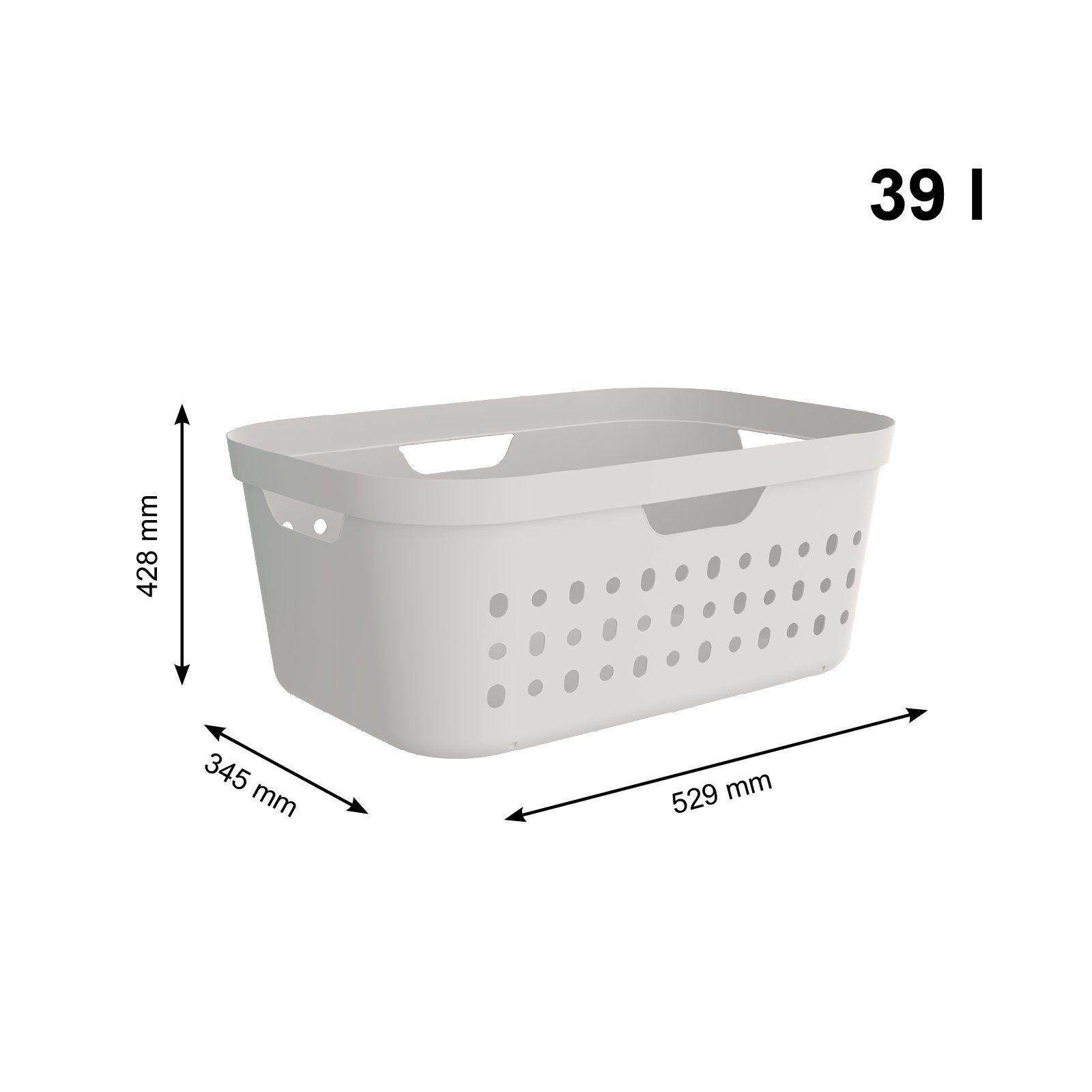 ROTHO Wäschekorb JONA Wäschebehälter 3er-Set 39l mit ergonomischen Griffen (Wäschekorbset, 3er-Set) – Bild 3 von 5