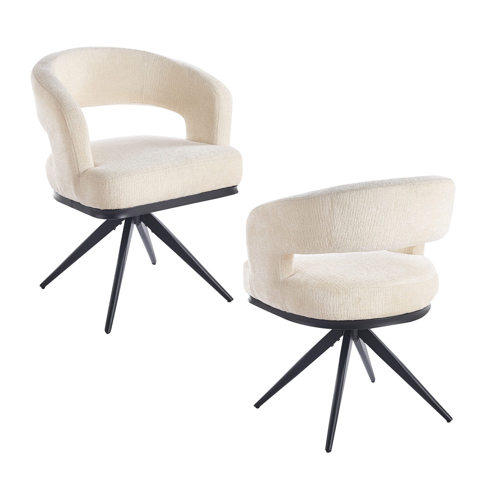 DITAIX Drehstuhl 2er Set, Extra Groß - 360° Drehfunktion mit Automatischer Rückstellung (2 St), Moderne Lounge Stühle / Esszimmerstühle, Bequeme Relaxsessel