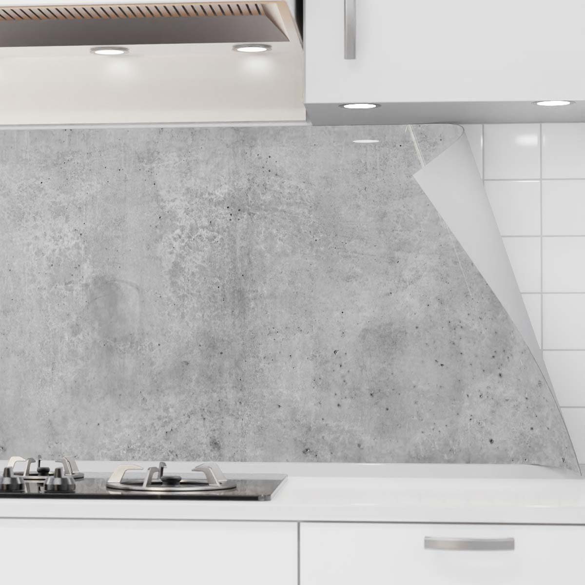 danario Küchenrückwand selbstklebend - Matt - Spritzschutz Küche - versteifte PET Folie Beton